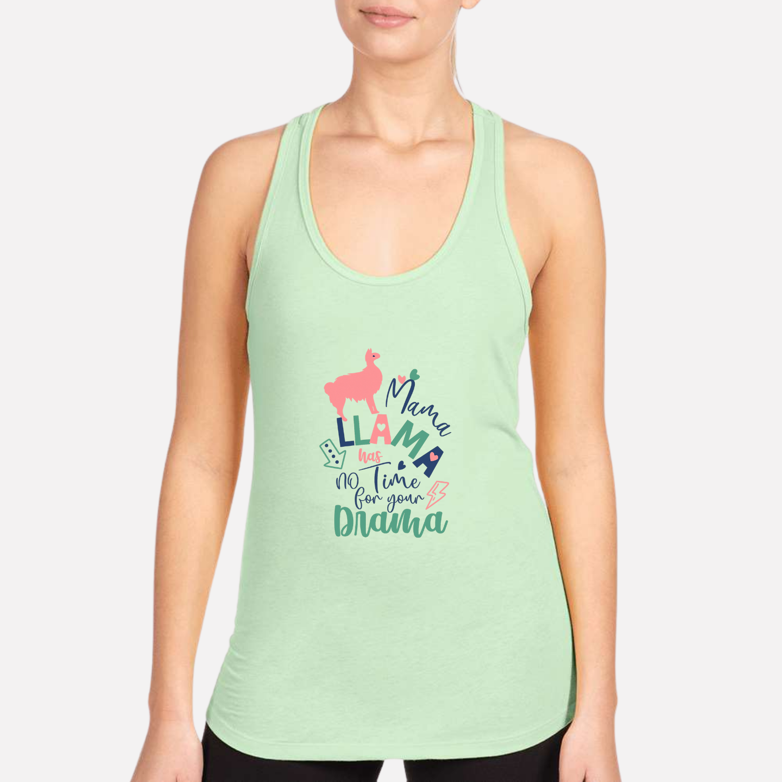 Mama Llama Women's Premium Racerback Tank - Mint front mockup