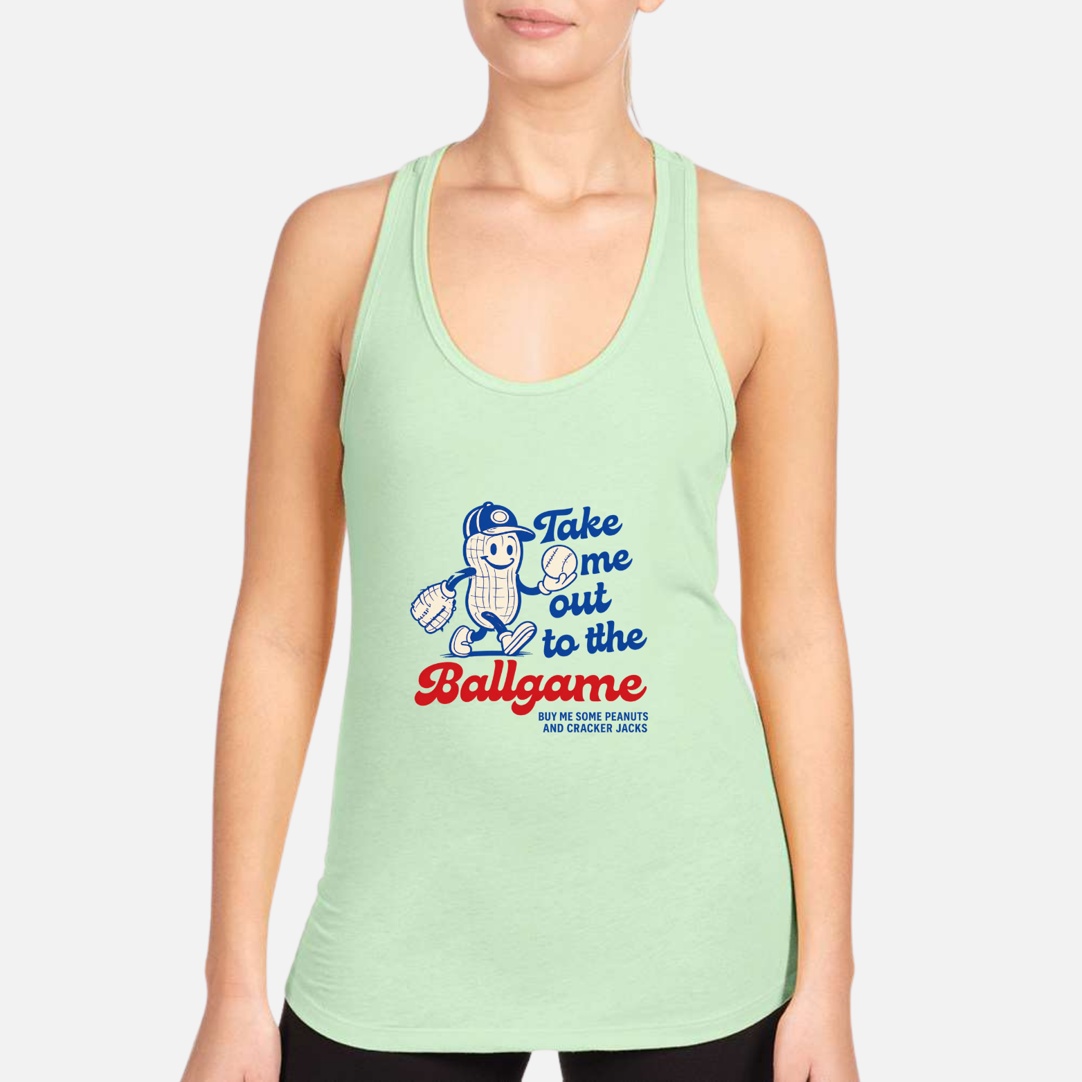 Take Me Out To The Ballgame Women's Racerback Tank - Mint front mockup