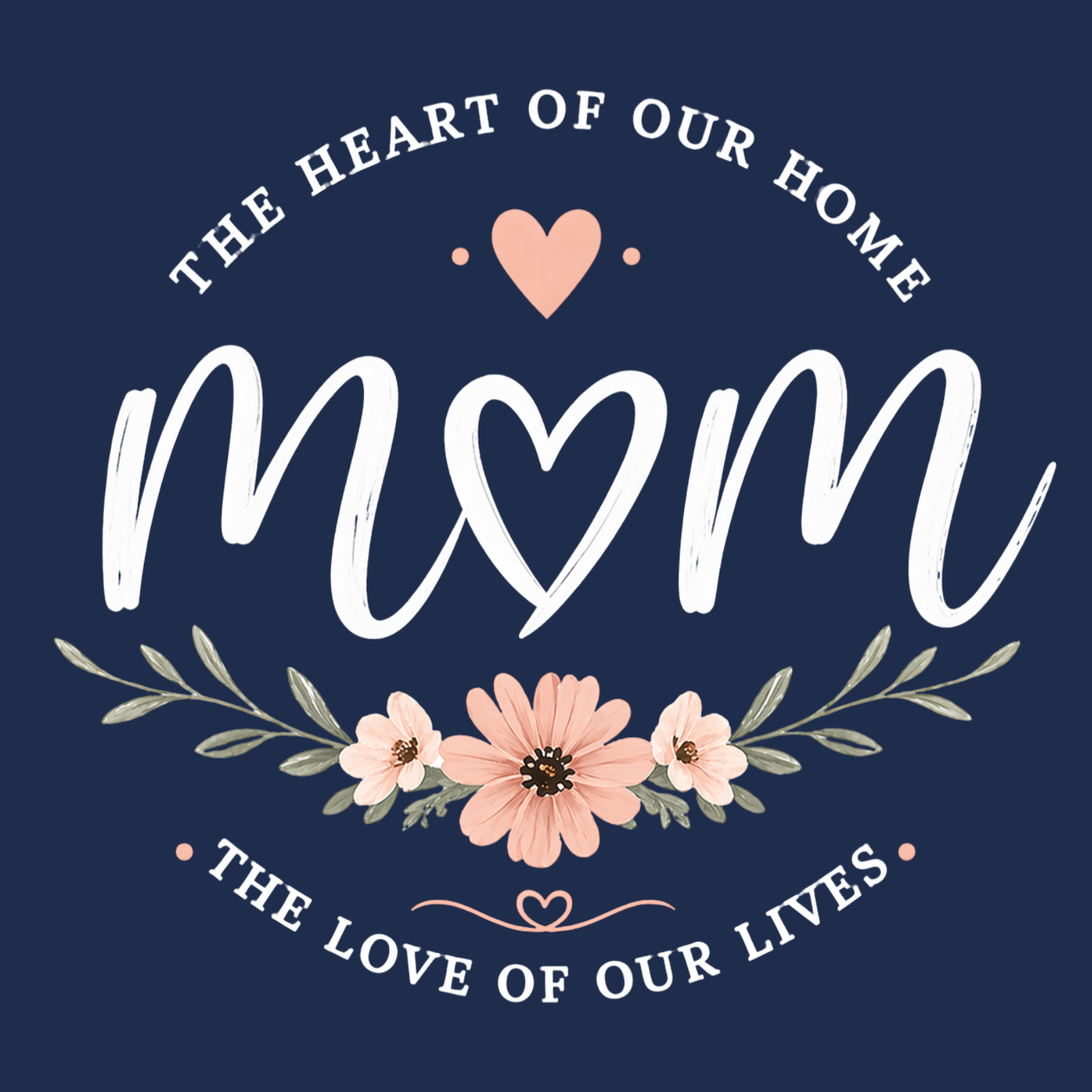 Mom The Heart Of Our Home Crewneck Sweatshirt - Navy design preview