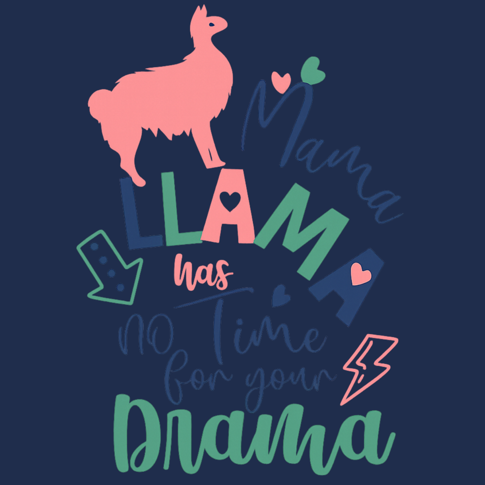Mama Llama Crewneck Sweatshirt - Navy design preview