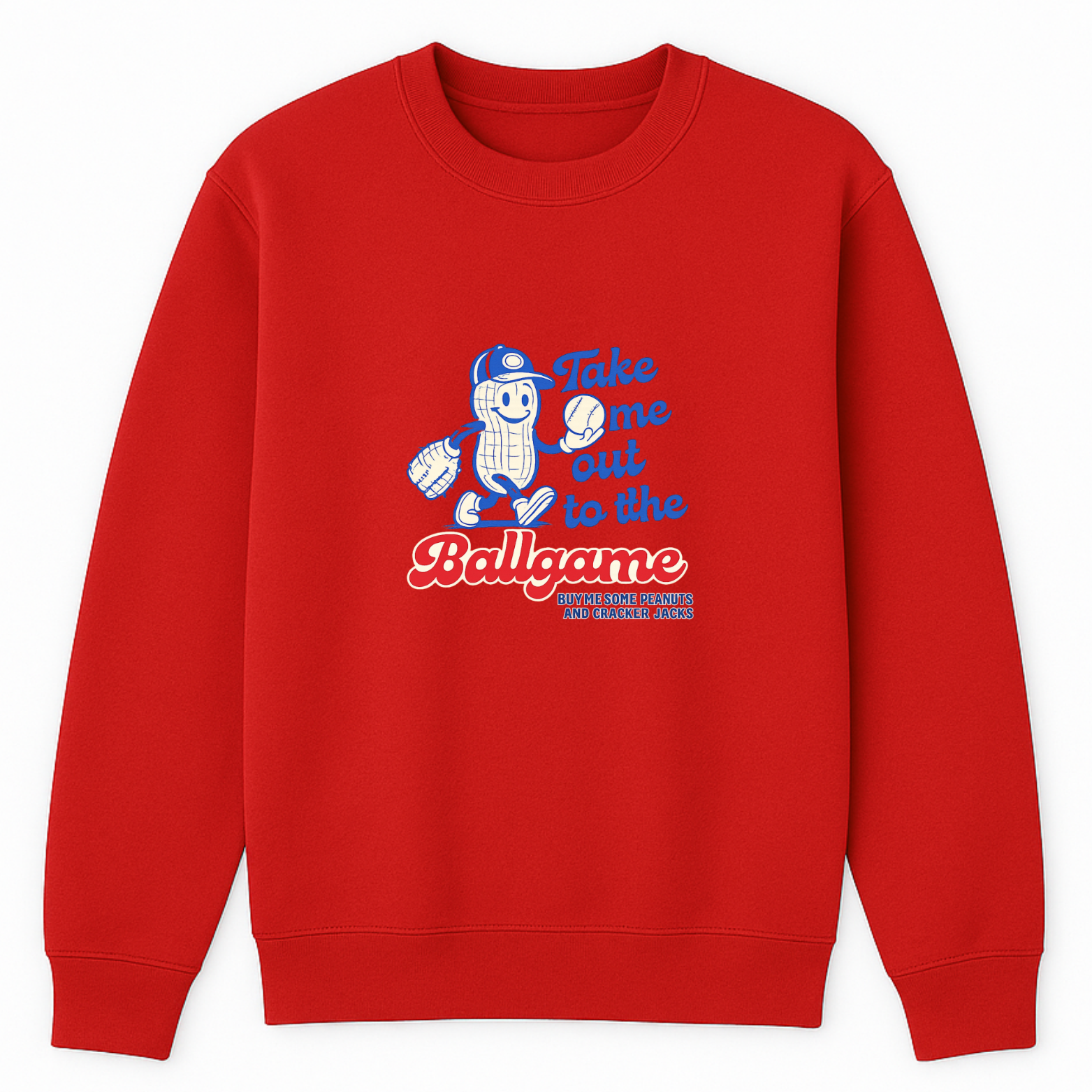 Take Me Out To The Ballgame Crewneck Sweatshirt - Red mockup