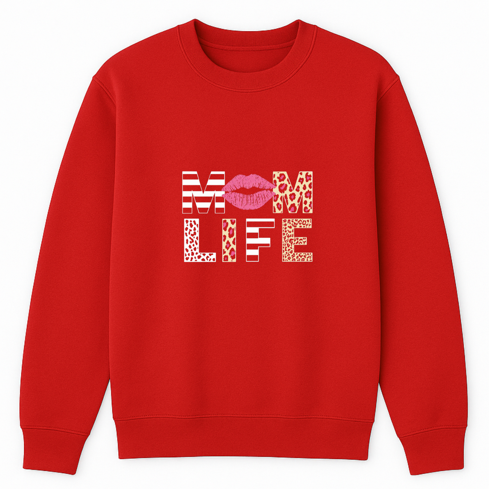 Mom Life Crewneck Sweatshirt - Red mockup