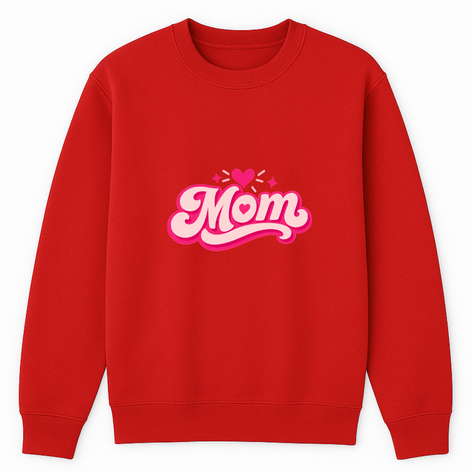 Mom Heart Crewneck Sweatshirt - Red mockup