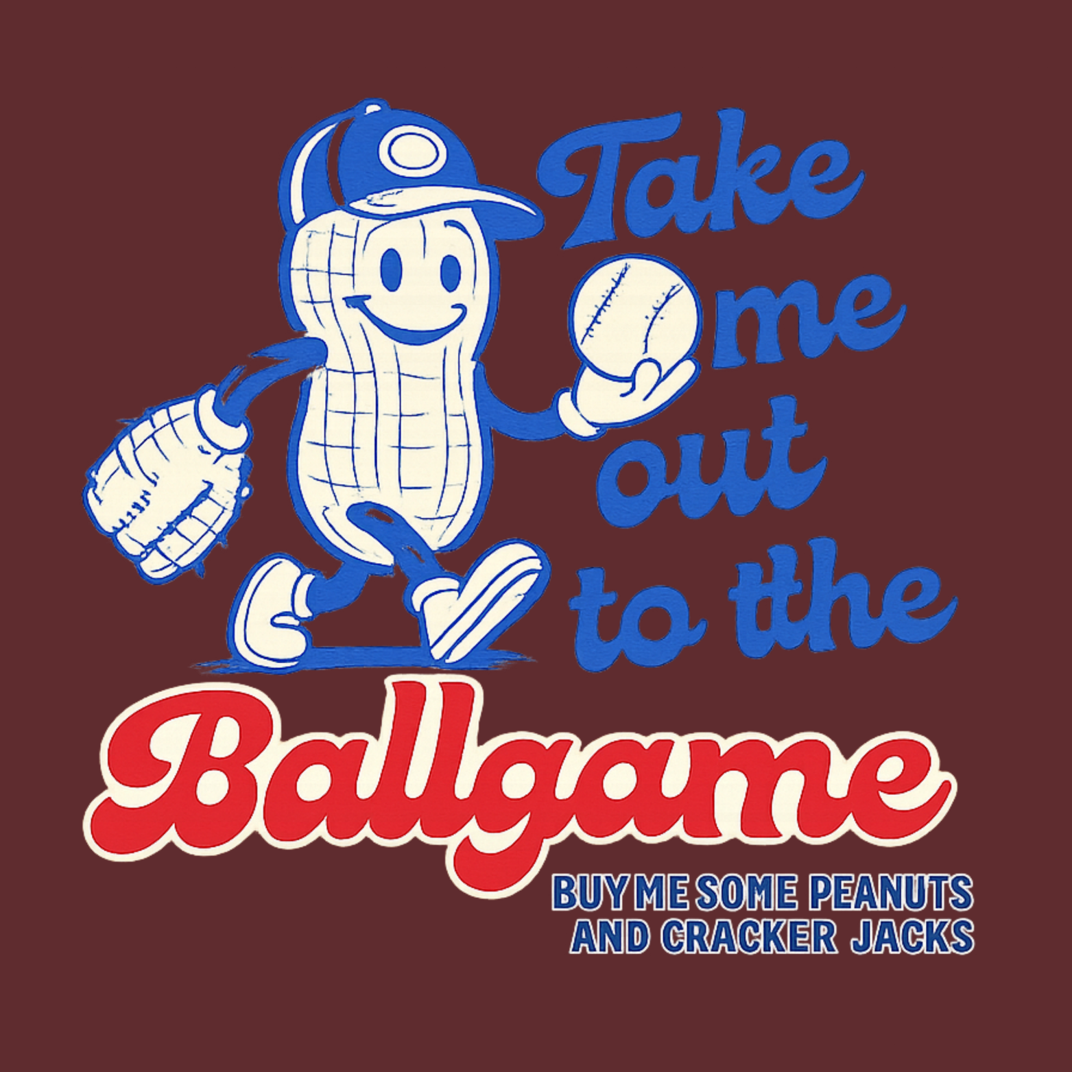 Take Me Out To The Ballgame Youth Triblend Tee - Maroon design preview