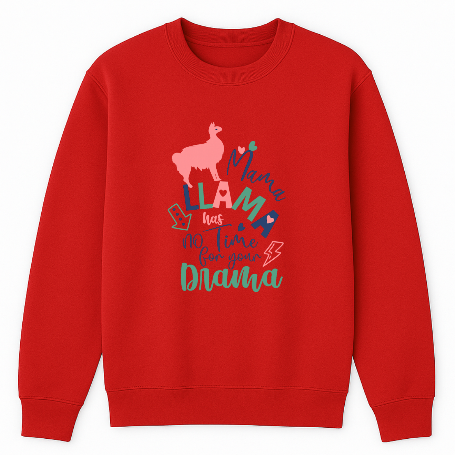 Mama Llama Crewneck Sweatshirt - Red mockup