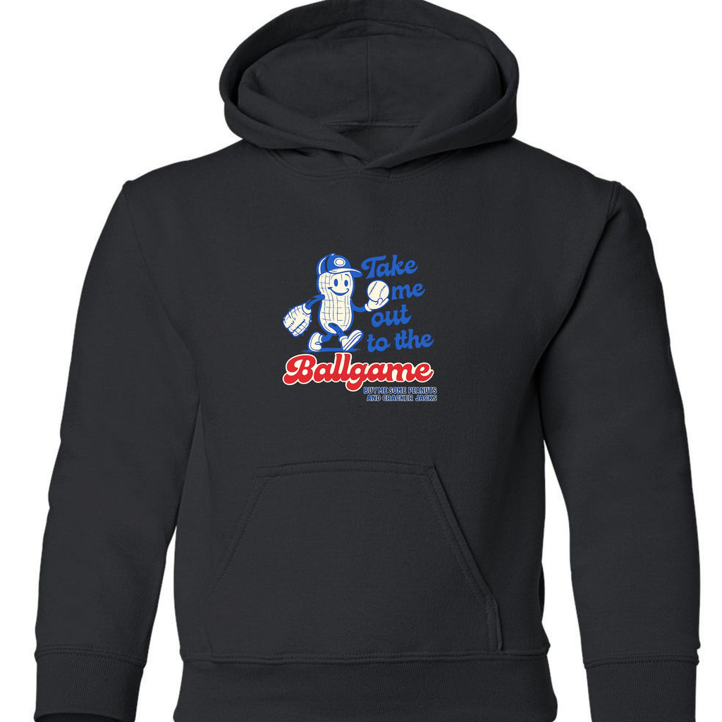 Take Me Out To The Ballgame Youth Hoodie - Black front mockup
