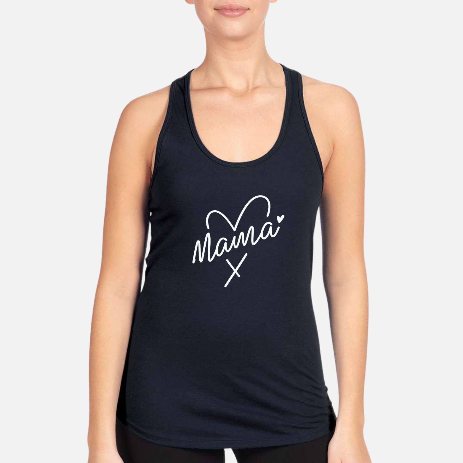 Mama Heart Women's Racerback Tank - White front mockup