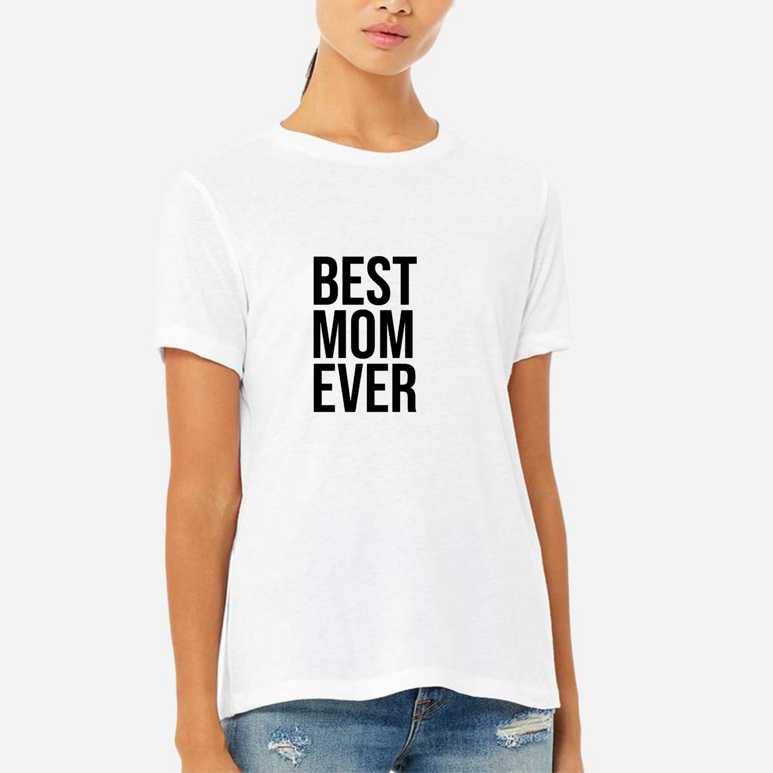Best Mom Ever Women's Ultra-Premium Triblend T-Shirt - White front mockup