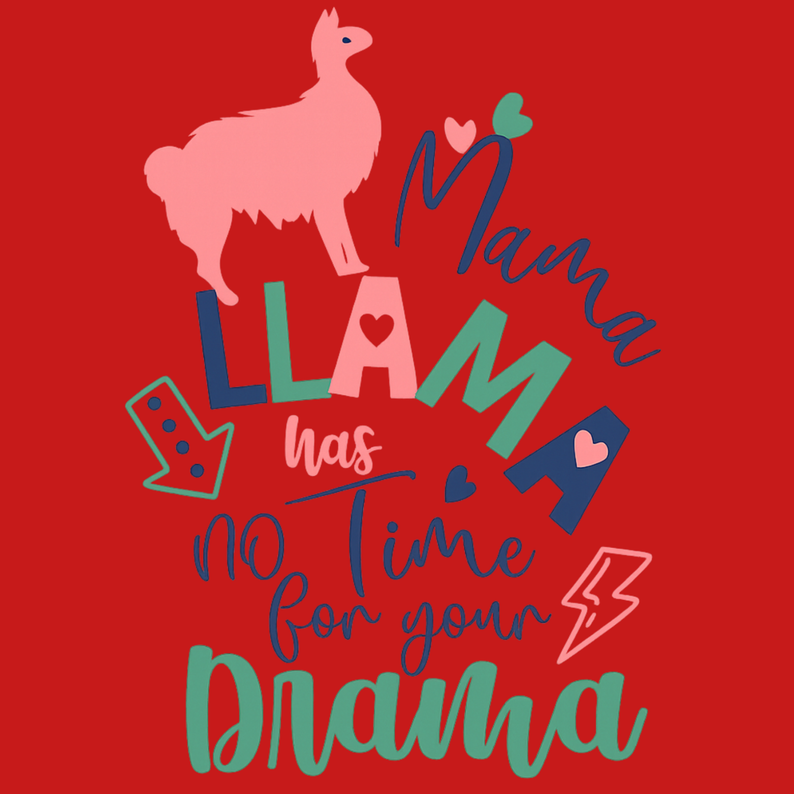 Mama Llama Crewneck Sweatshirt - Red design preview