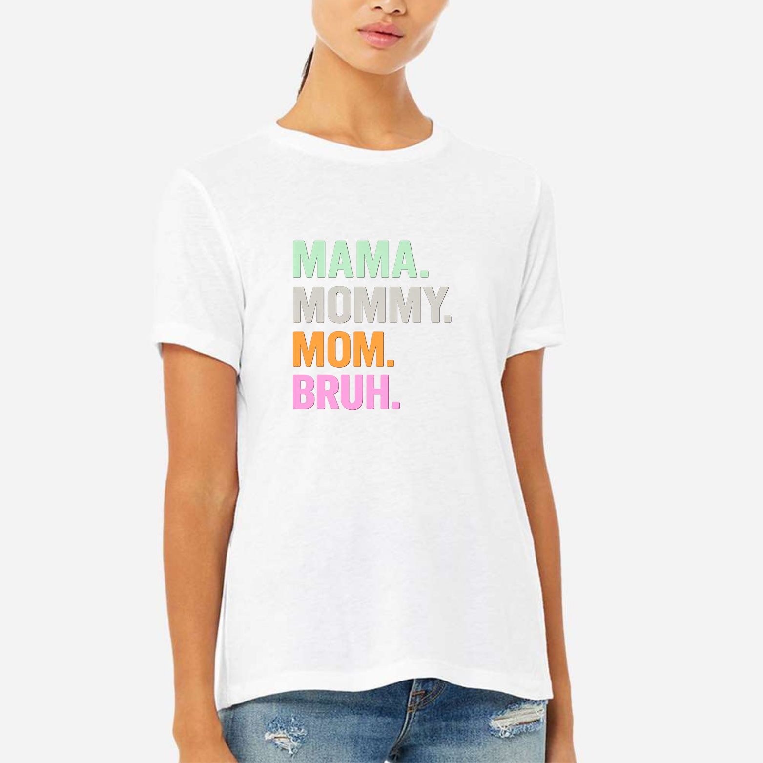 Mom Bruh Women's Ultra-Premium Triblend T-Shirt - White front mockup