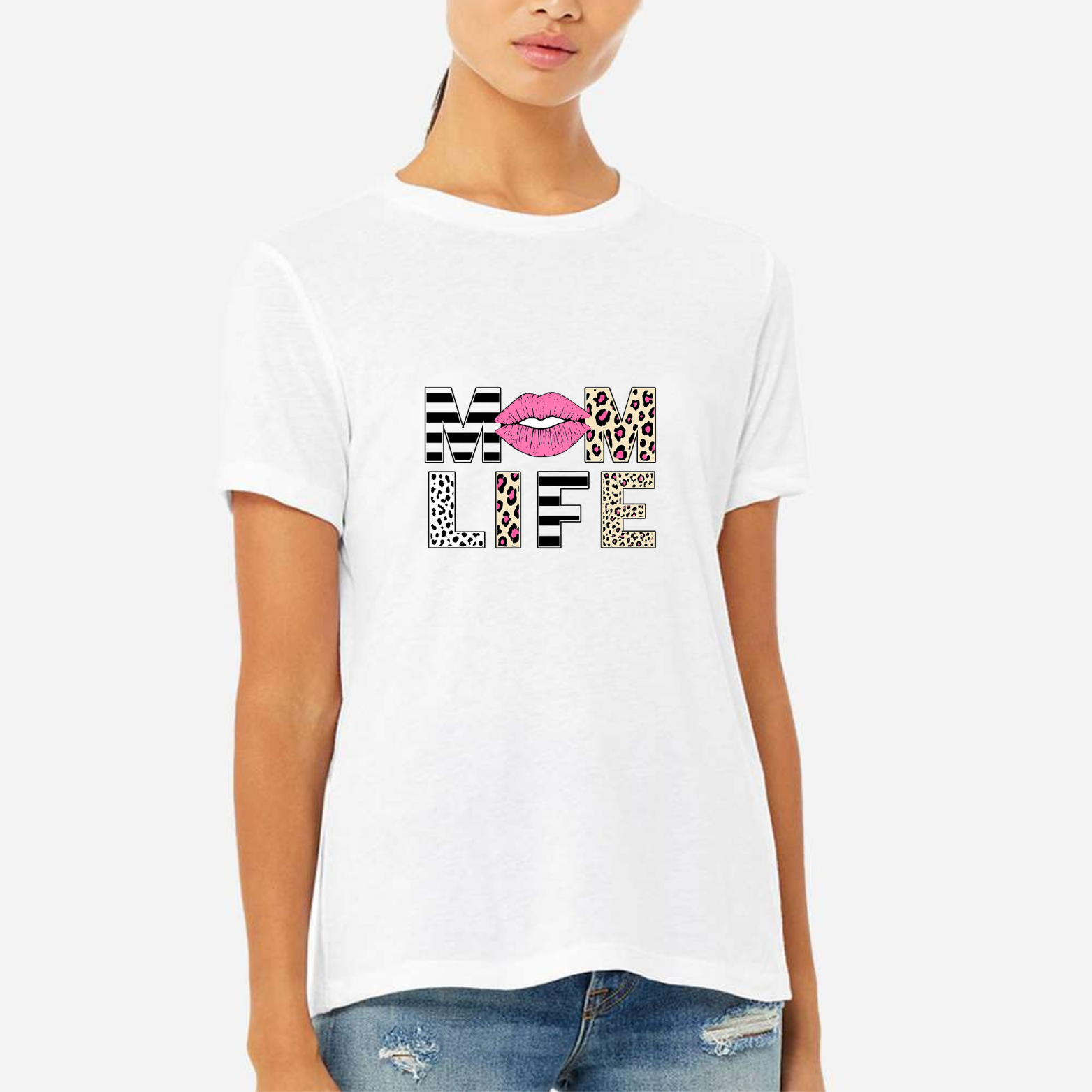 Mom Life Women's Ultra-Premium Triblend T-Shirt - White front mockup