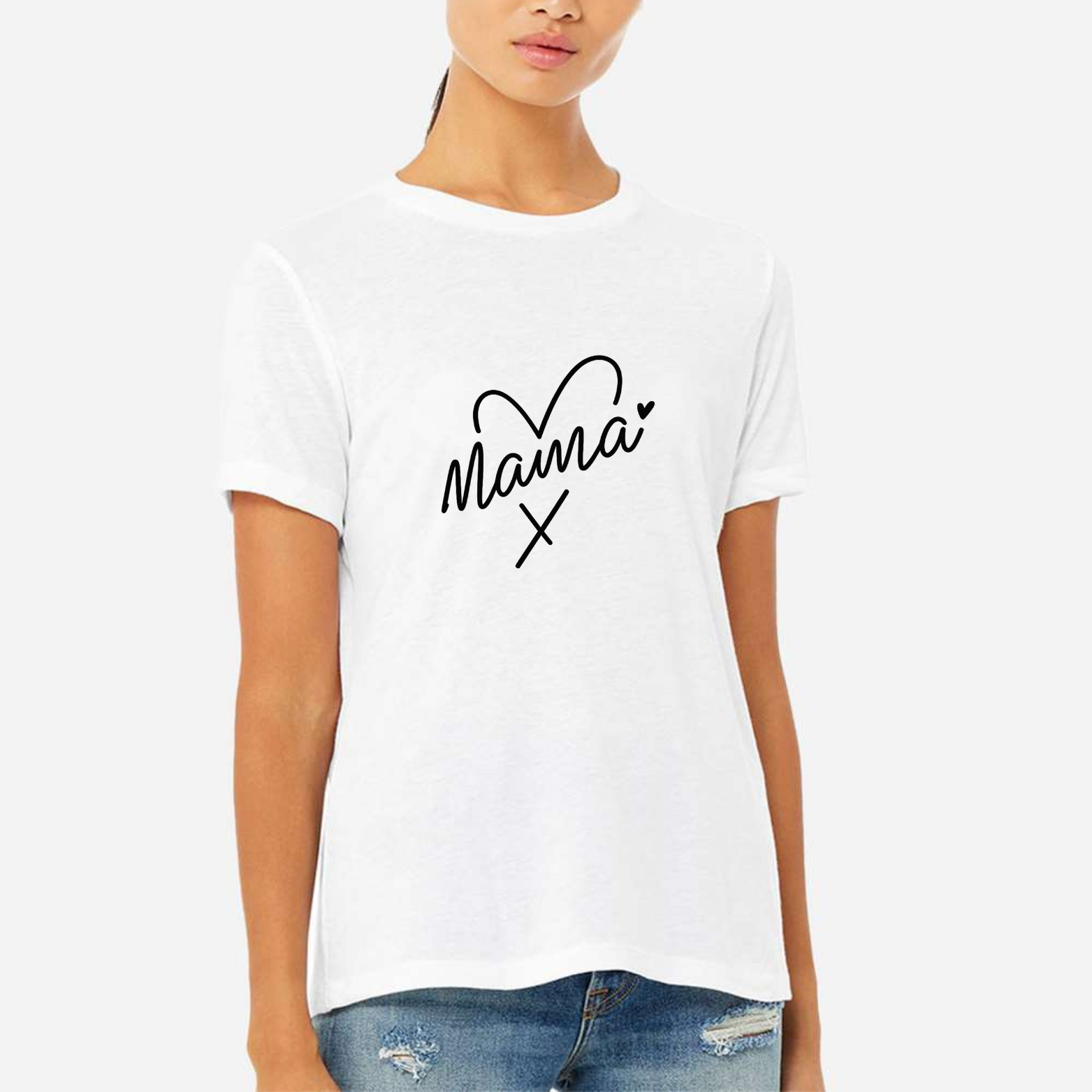 Mama Heart Women's Ultra-Premium Triblend T-Shirt - White front mockup