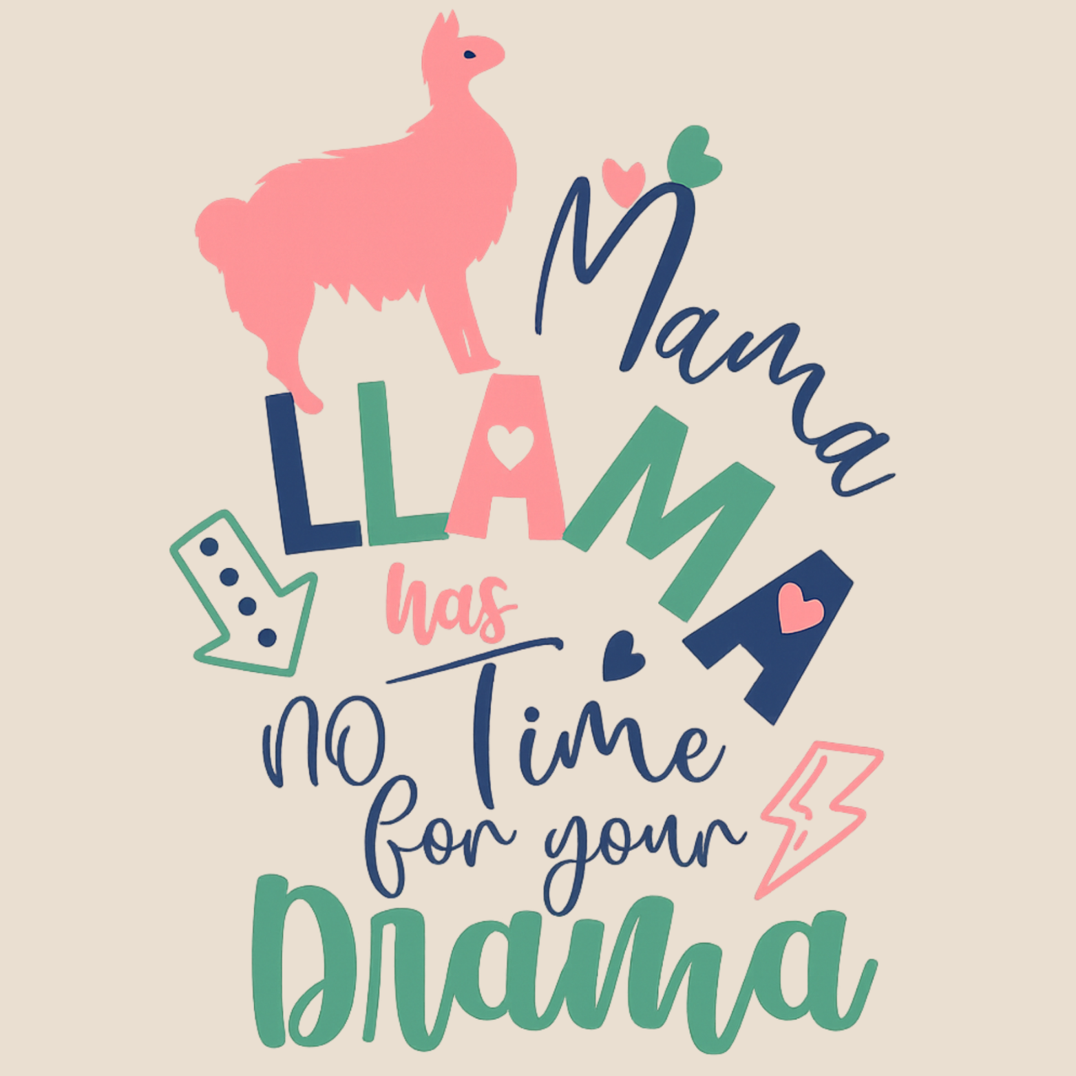 Mama Llama Hoodie - Natural design preview