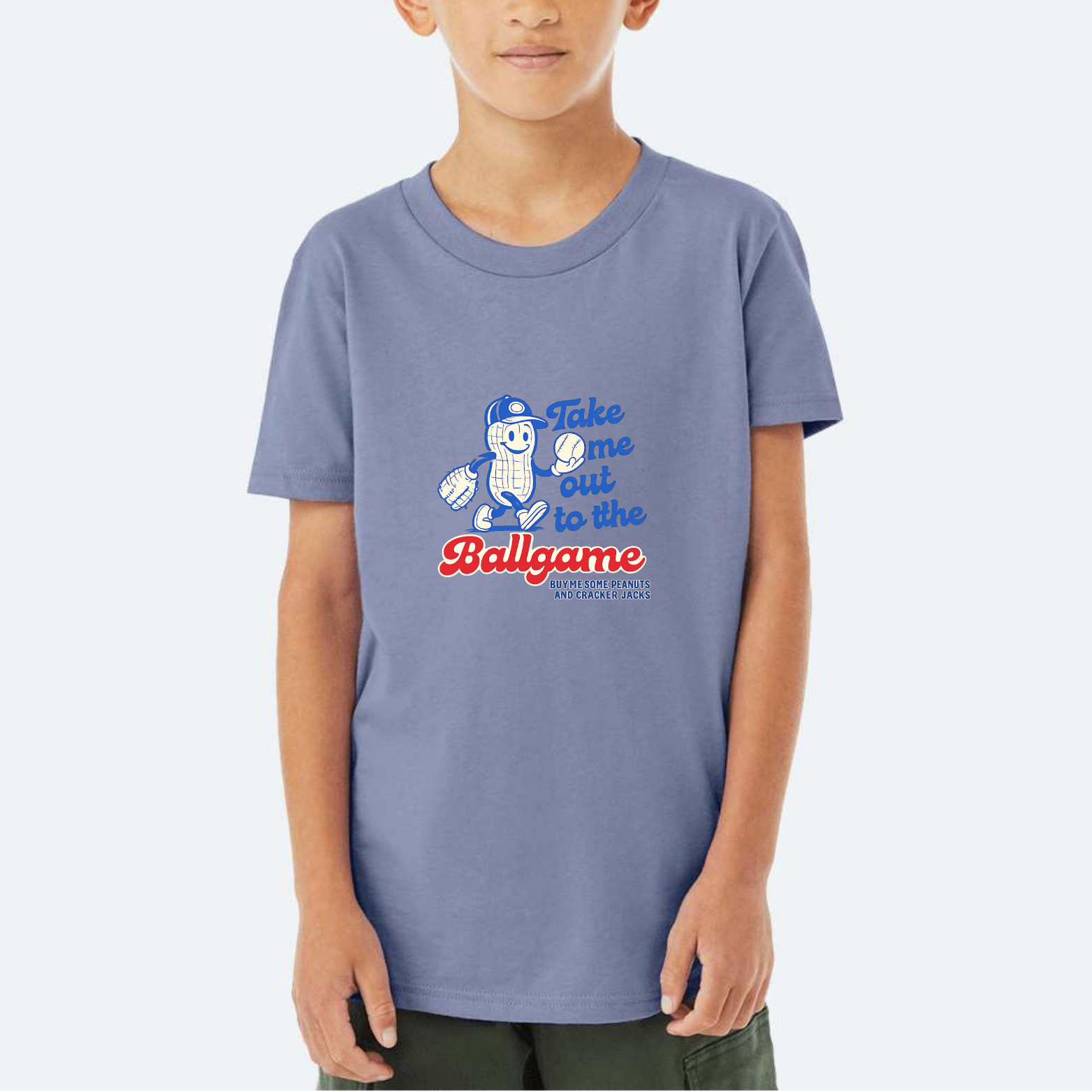 Take Me Out To The Ballgame Youth Triblend Tee - Blue front mockup