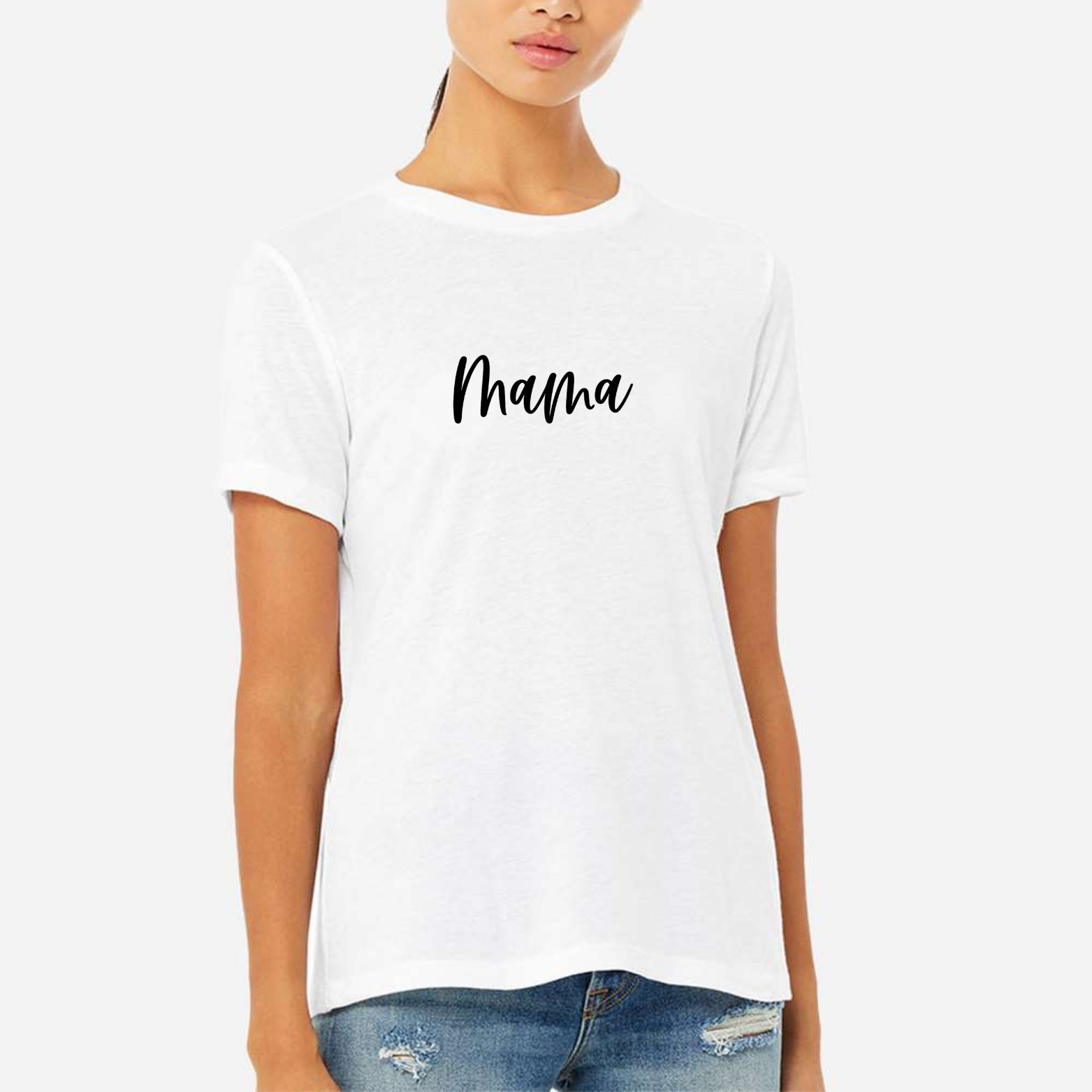 MAMA Women's Ultra-Premium Triblend T-Shirt - White front mockup