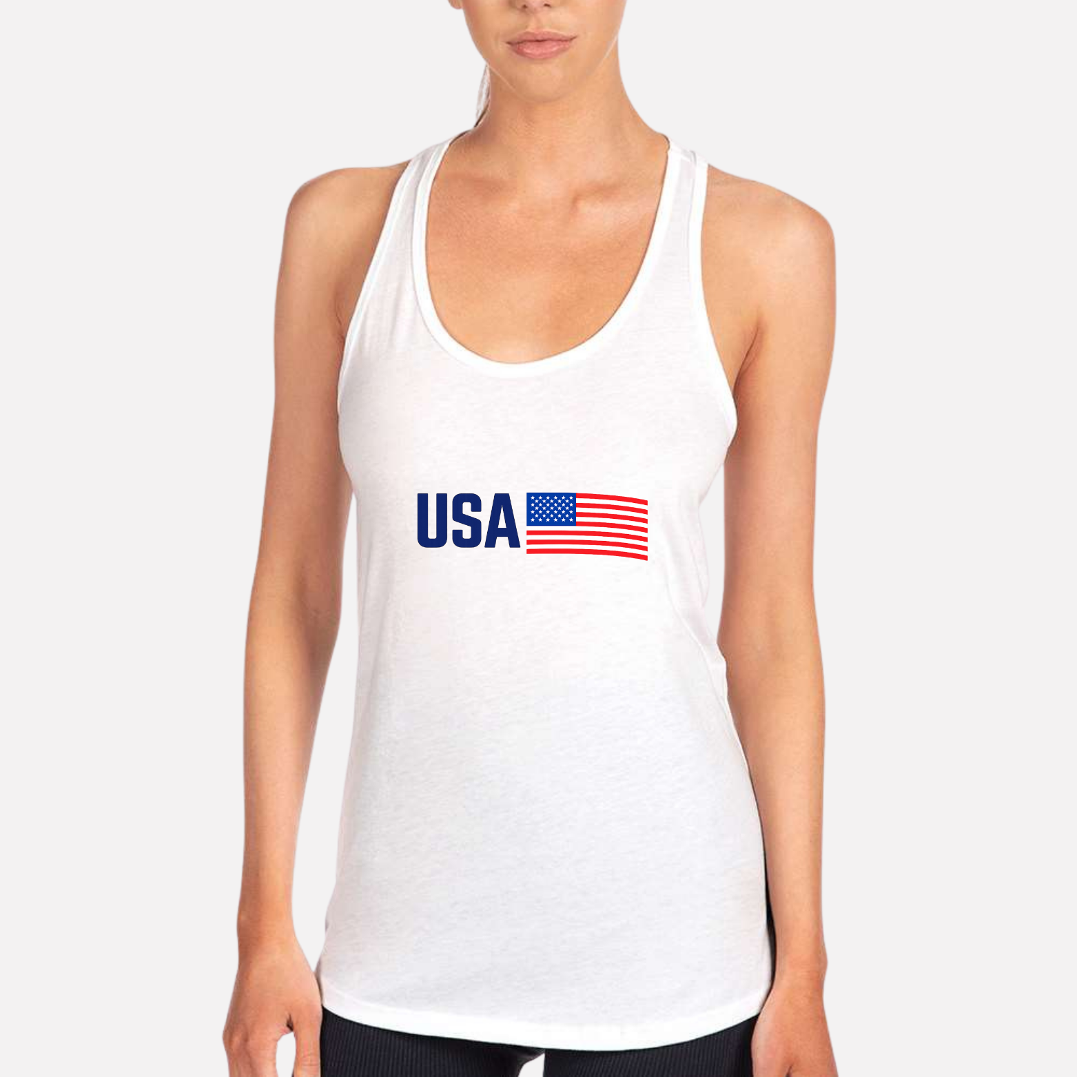 USA Women's Racerback Tank - White front mockup