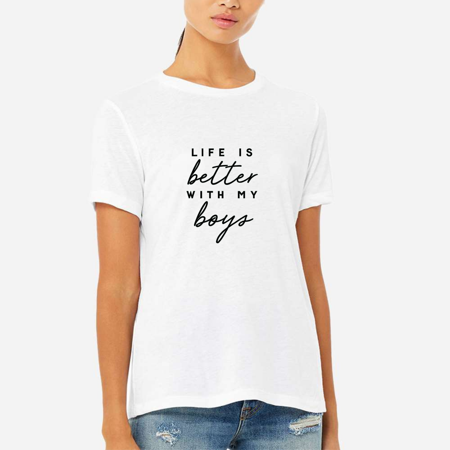 Life Is Better With My Boys Women's Ultra-Premium Triblend T-Shirt - White front mockup