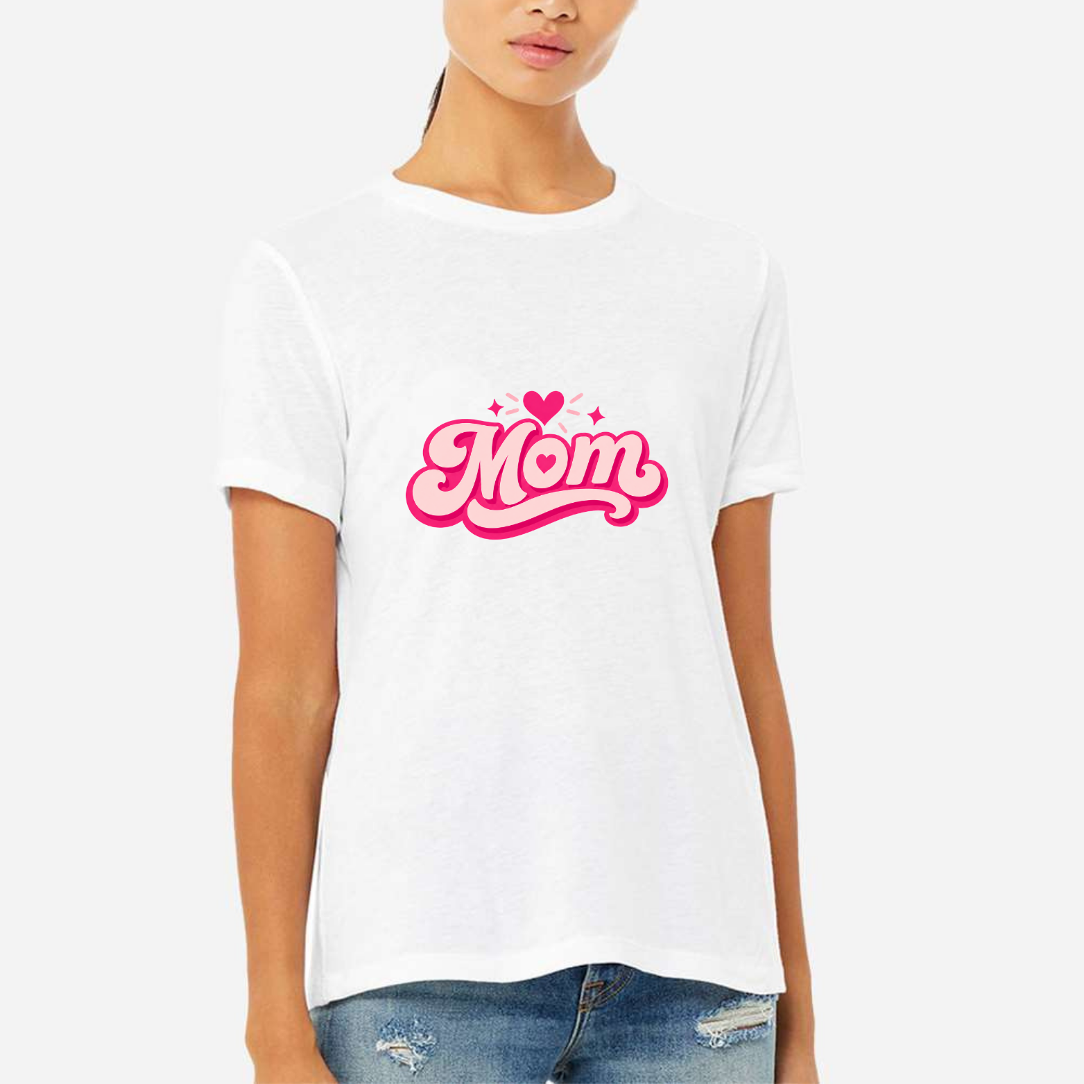Mom Heart Women's Ultra-Premium Triblend T-Shirt - White front mockup
