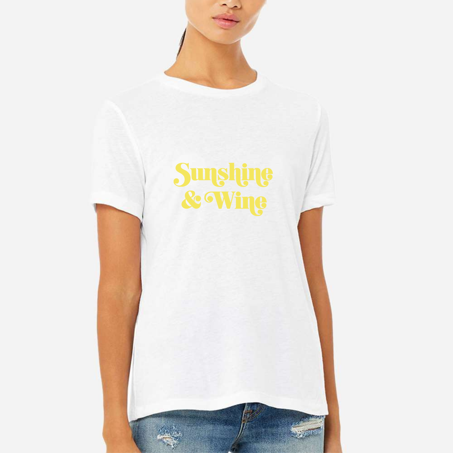 Sunshine & Wine Women's Ultra-Premium Triblend T-Shirt - White front mockup