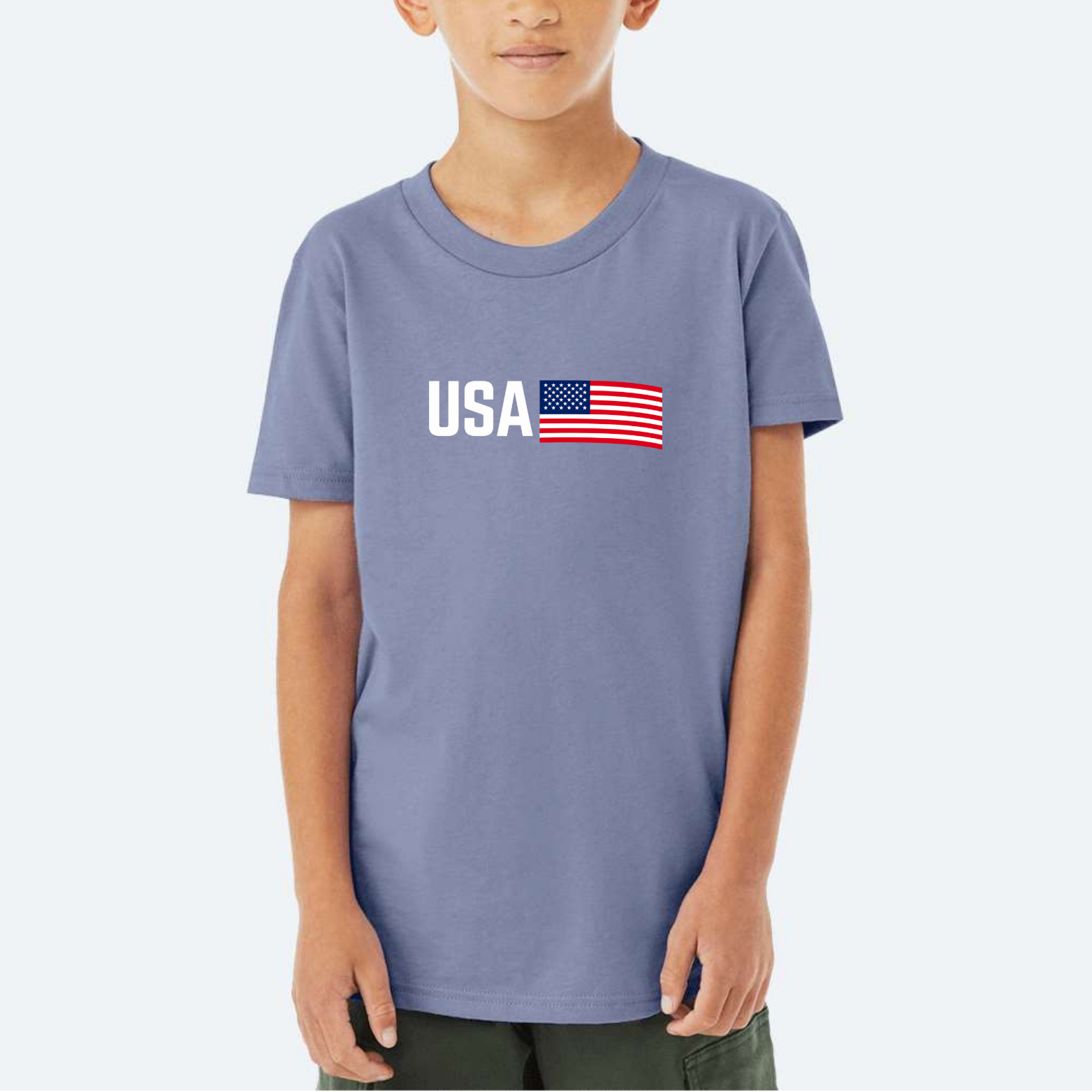 USA Youth Triblend Tee - Blue front mockup