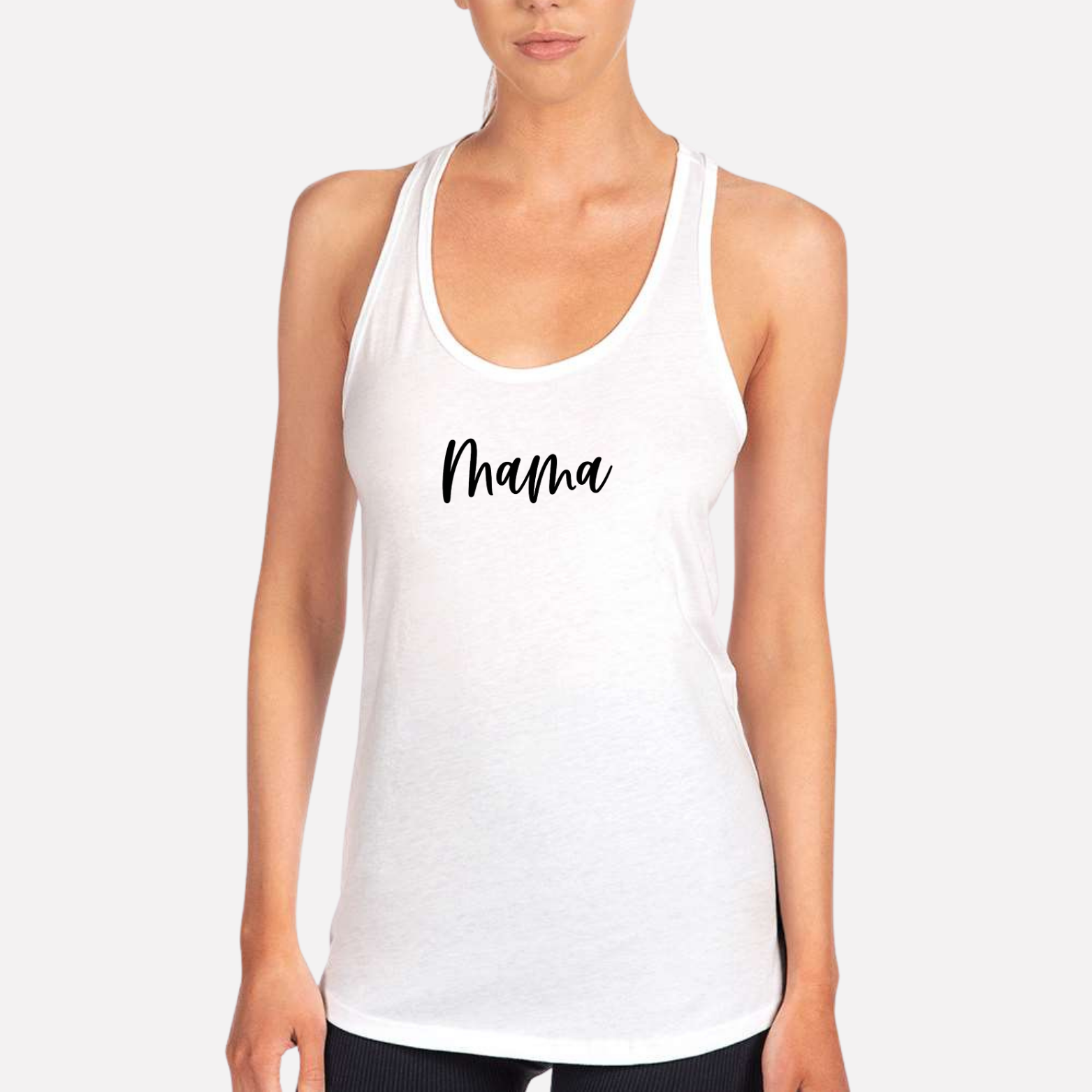 MAMA Women's Racerback Tank - White front mockup