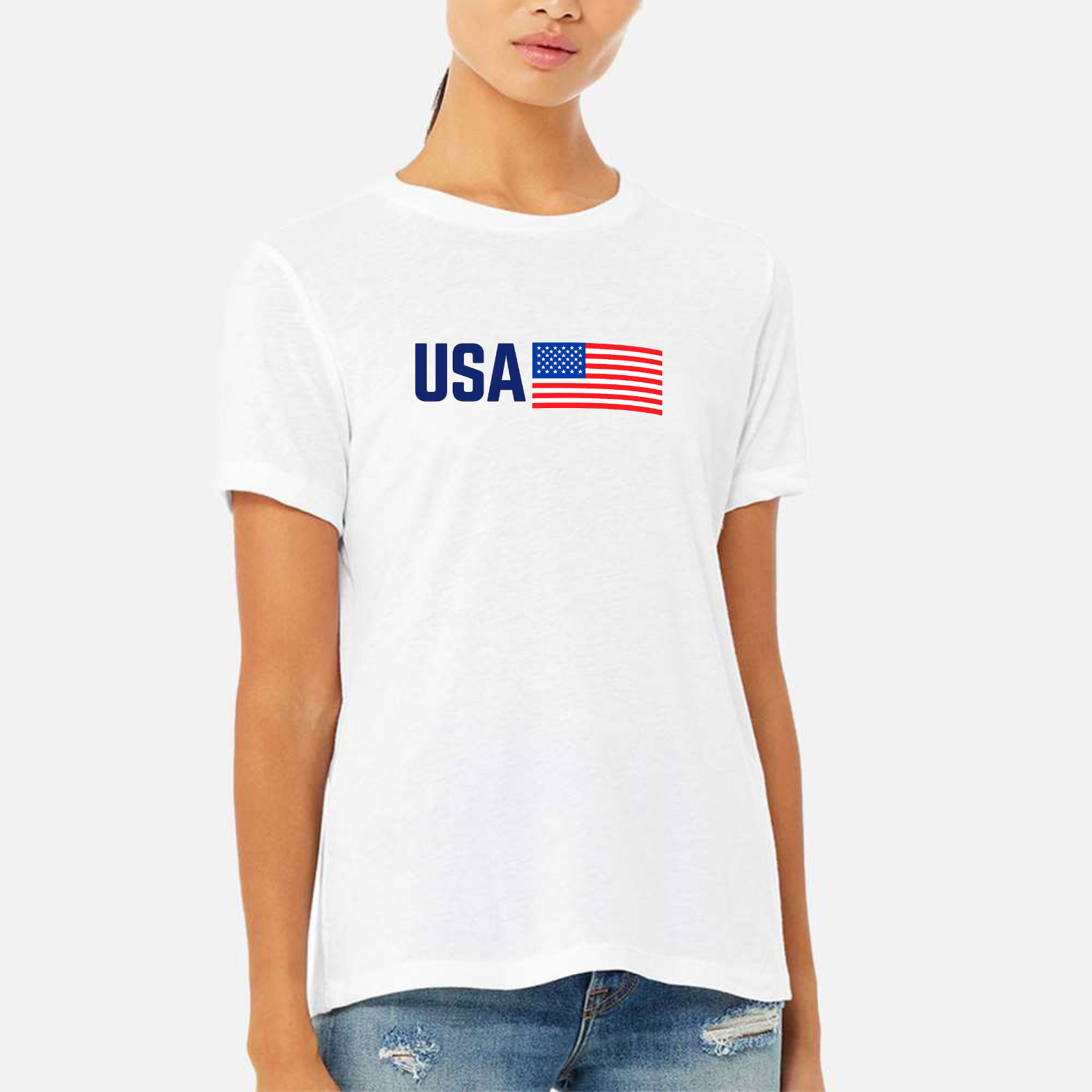 USA Women's Ultra-Premium Triblend T-Shirt - White front mockup