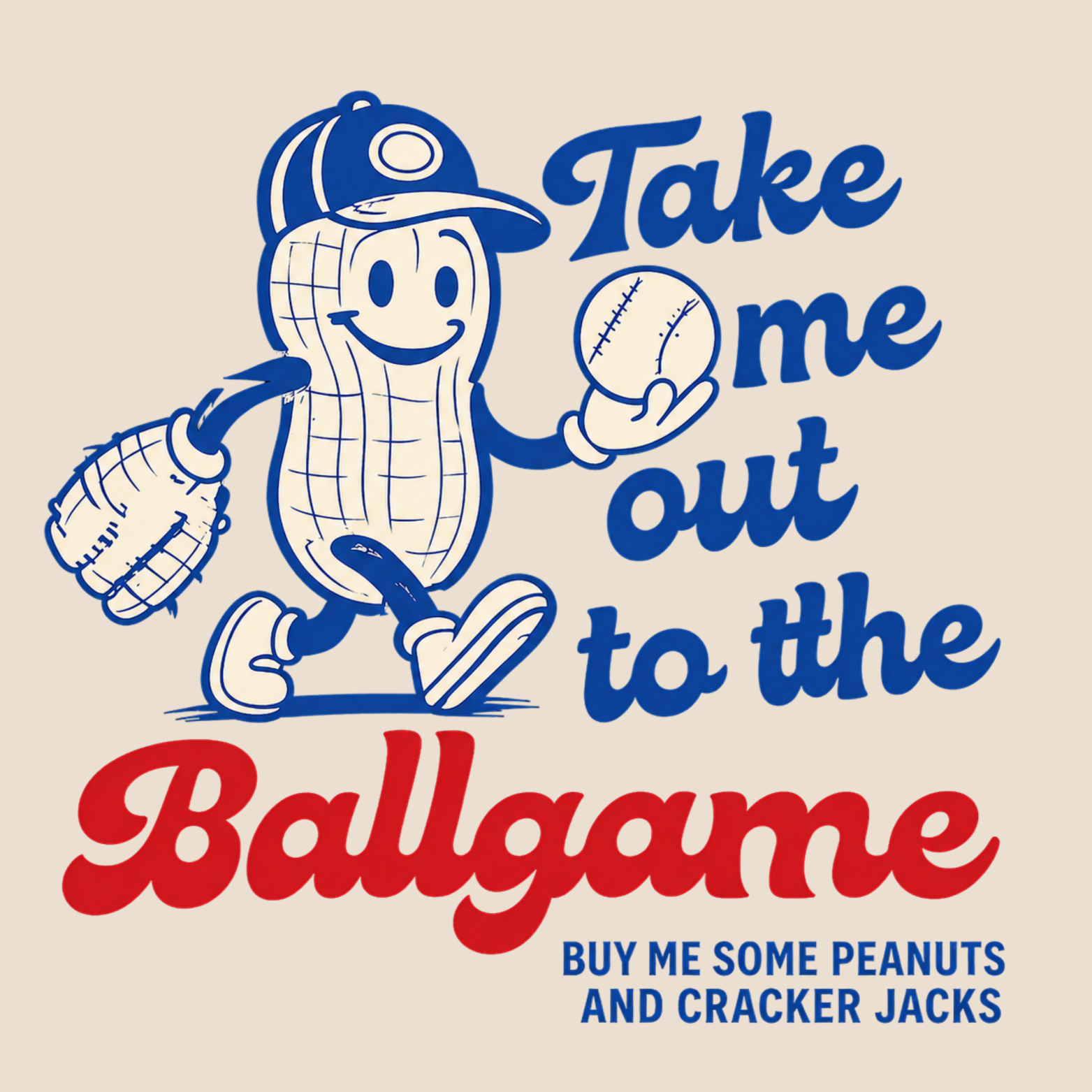 Take Me Out To The Ballgame Hoodie - Natural design preview