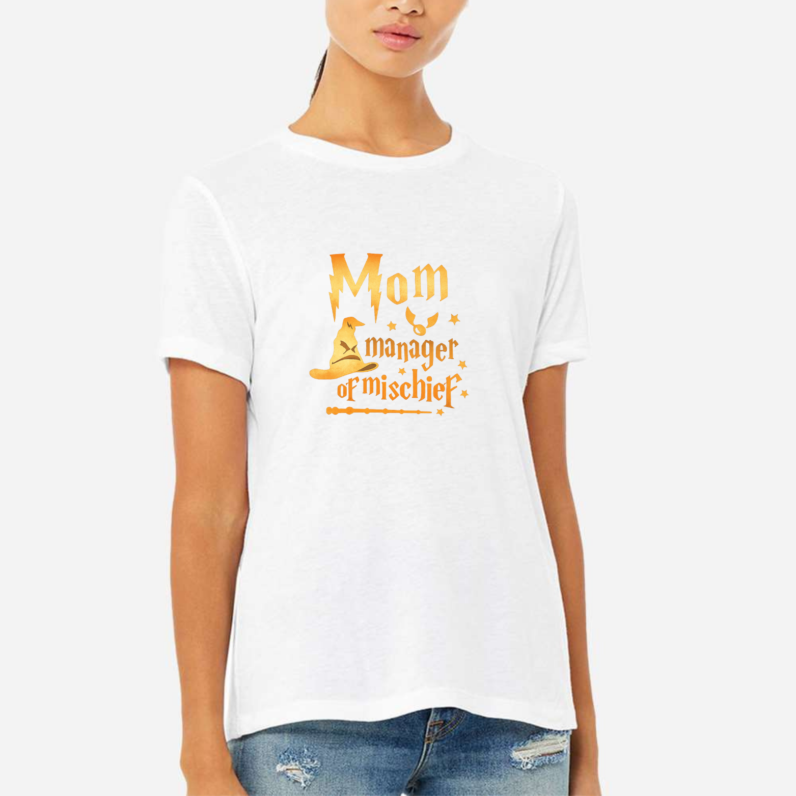 Mom Manager Of Mischief Women's Ultra-Premium Triblend T-Shirt - White front mockup