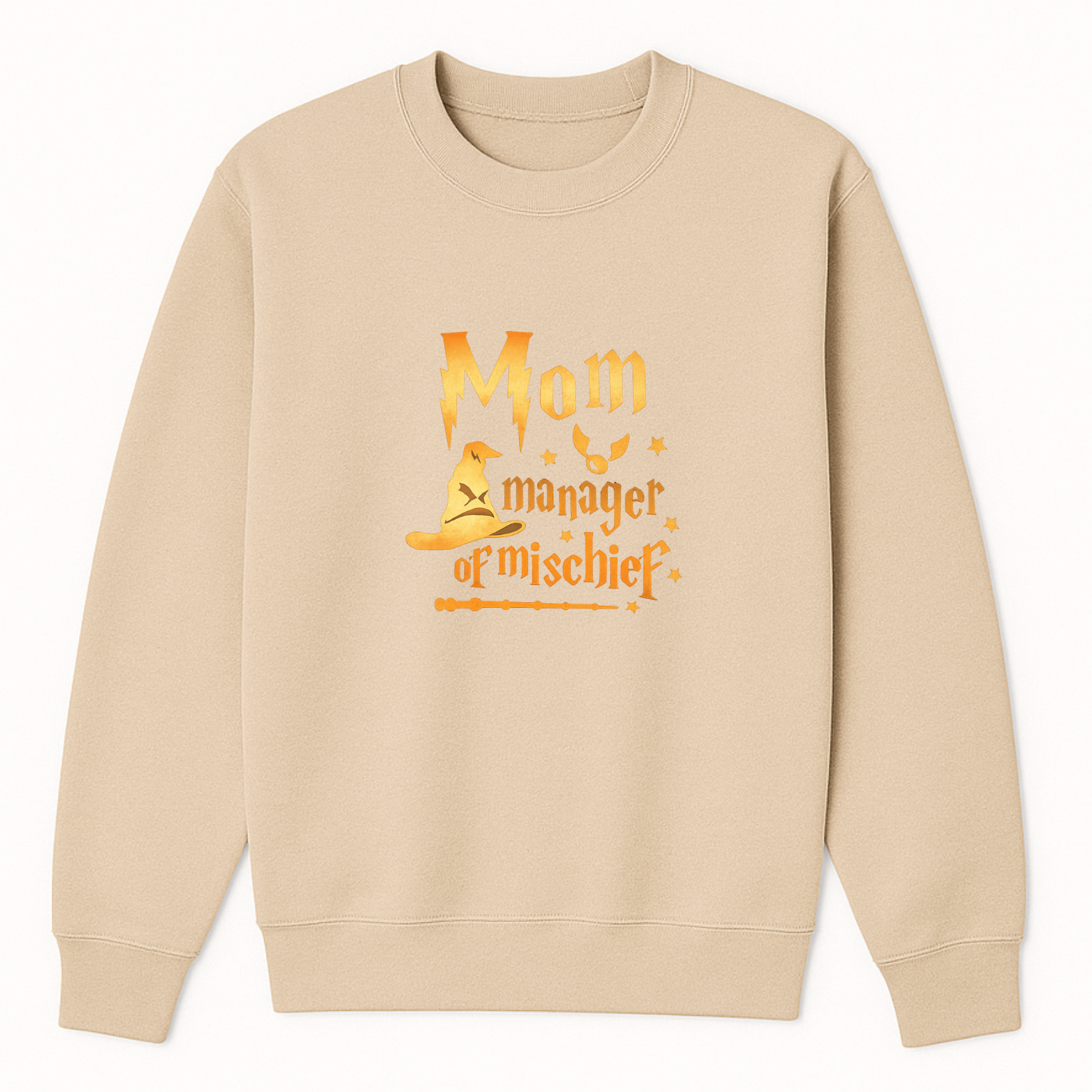 Mom Manager Of Mischief Crewneck Sweatshirt - Natural mockup