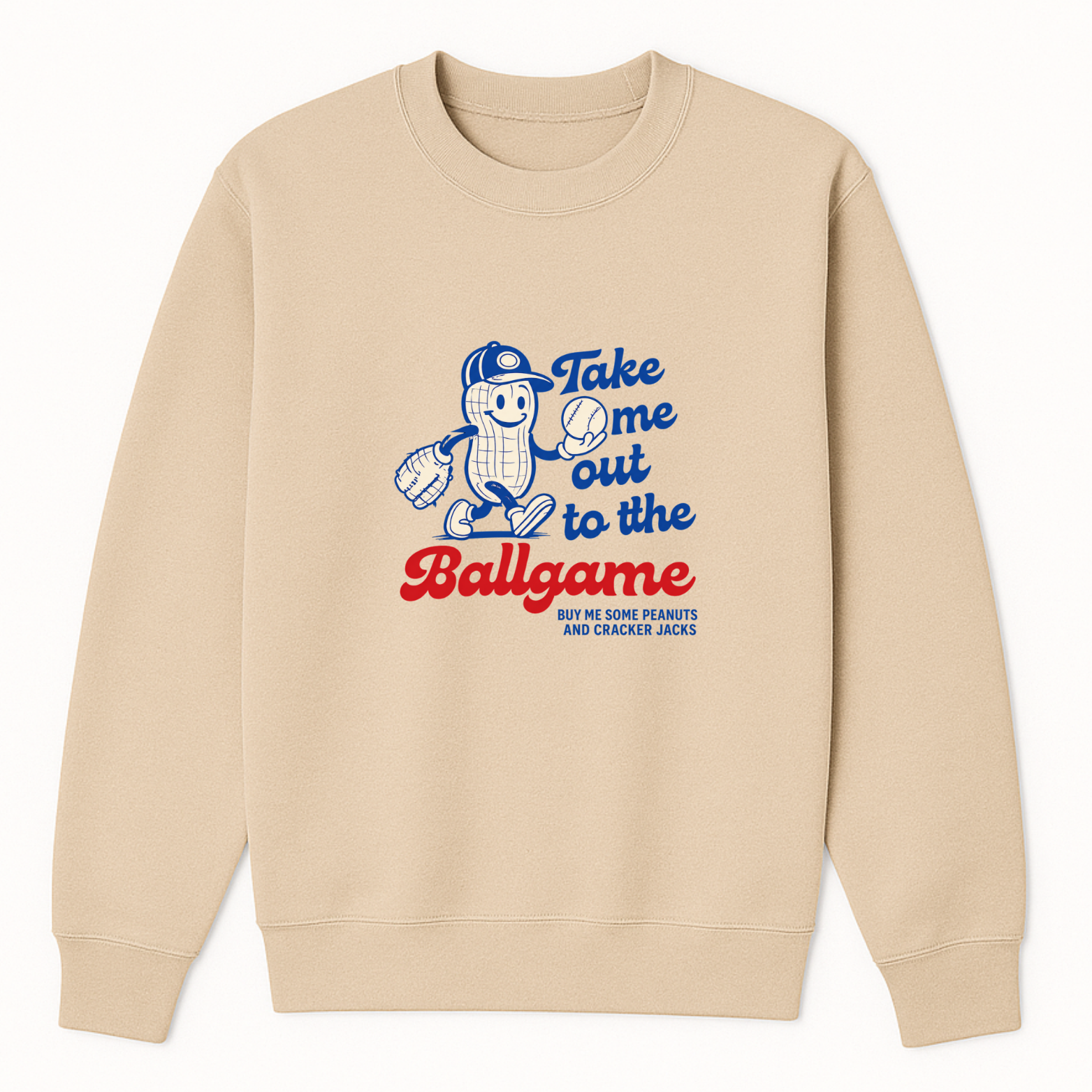 Take Me Out To The Ballgame Crewneck Sweatshirt - Natural mockup