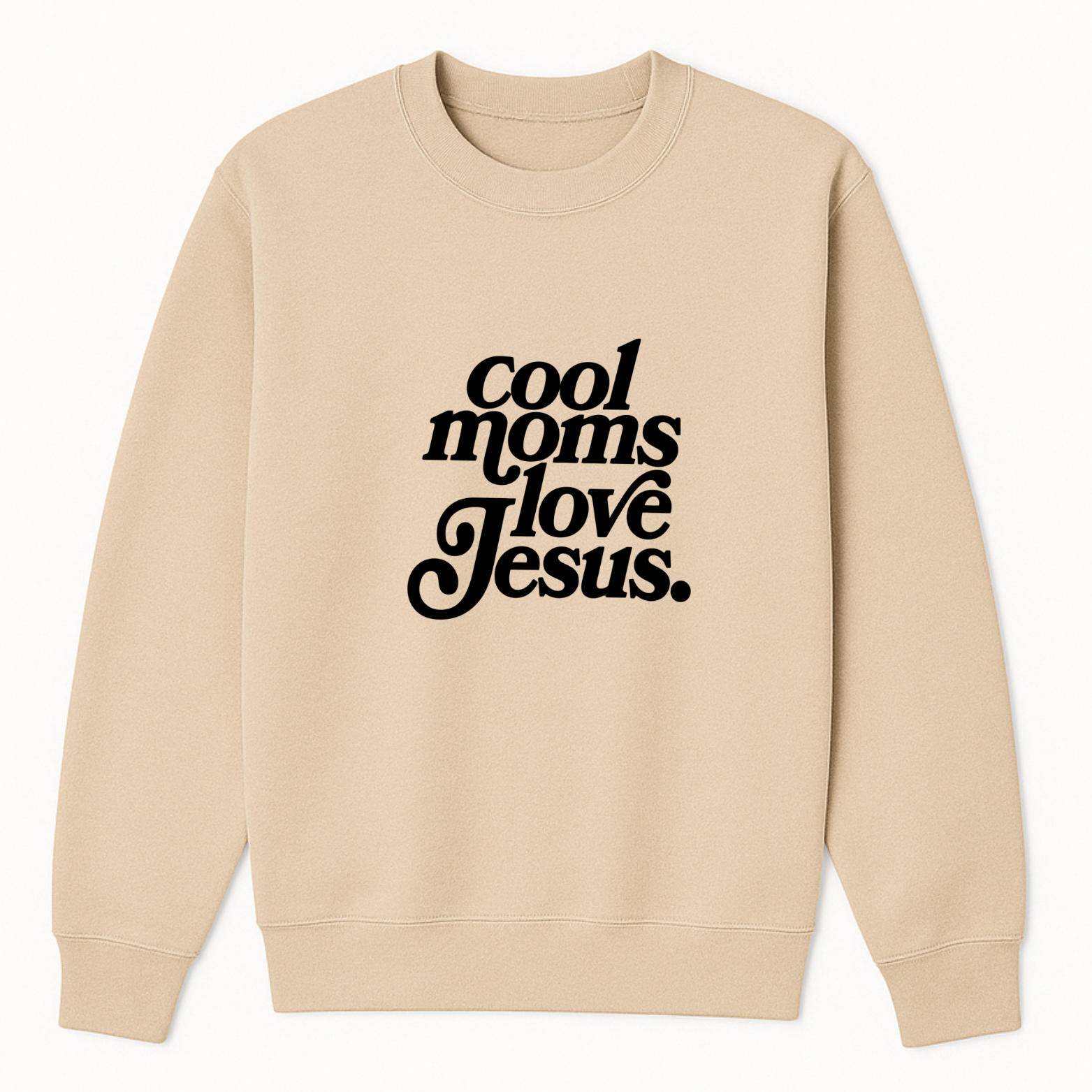Cool Moms Love Jesus Crewneck Sweatshirt - Natural mockup