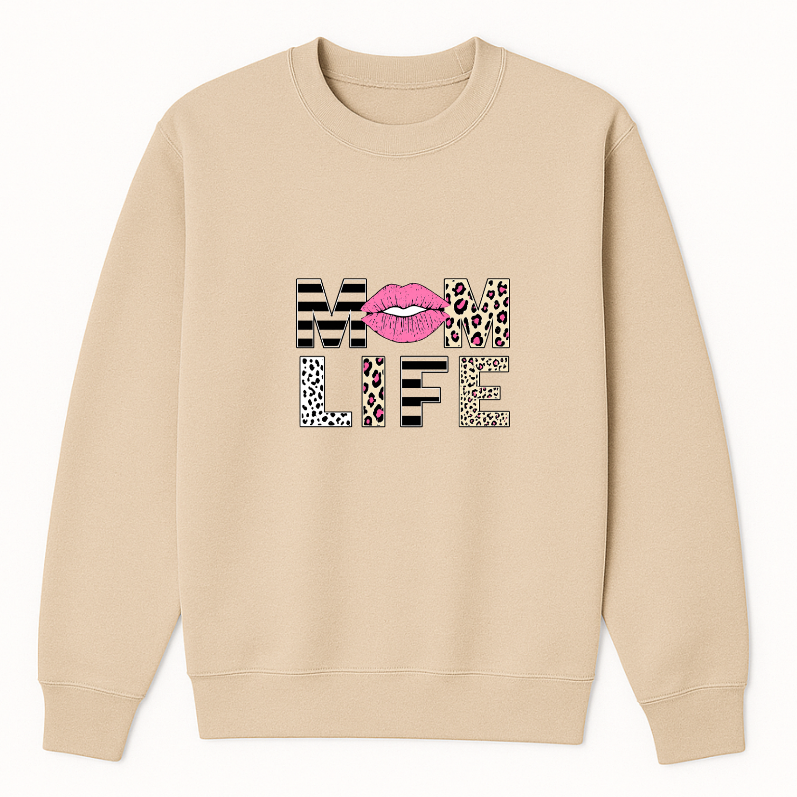 Mom Life Crewneck Sweatshirt - Natural mockup