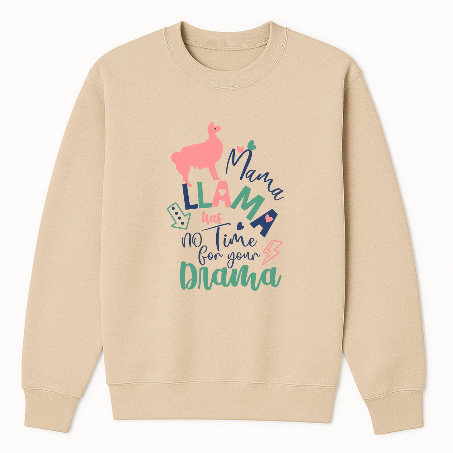 Mama Llama Crewneck Sweatshirt - Natural mockup