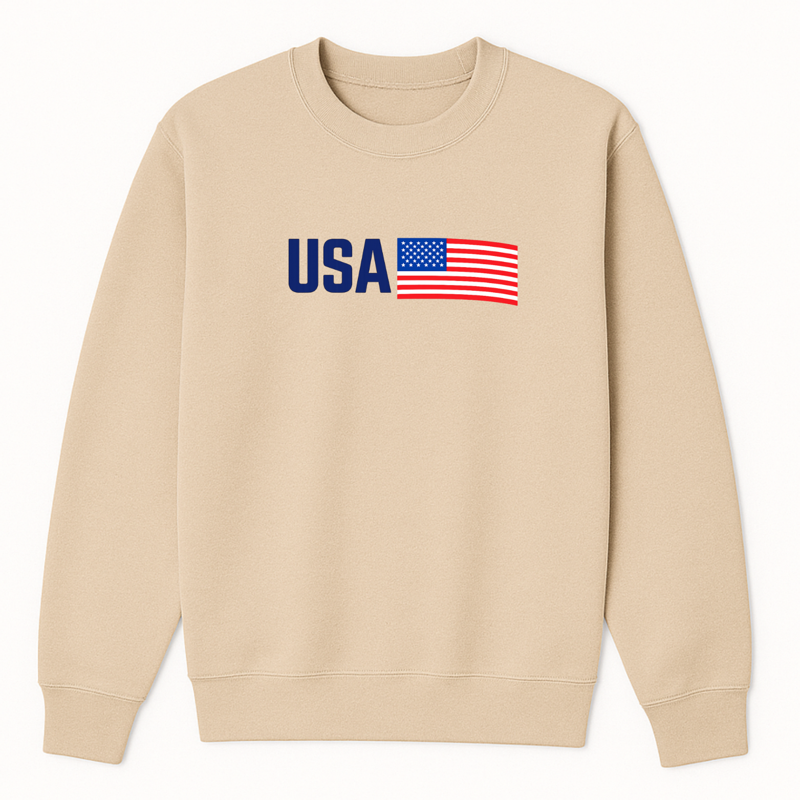 USA Crewneck Sweatshirt - Natural mockup