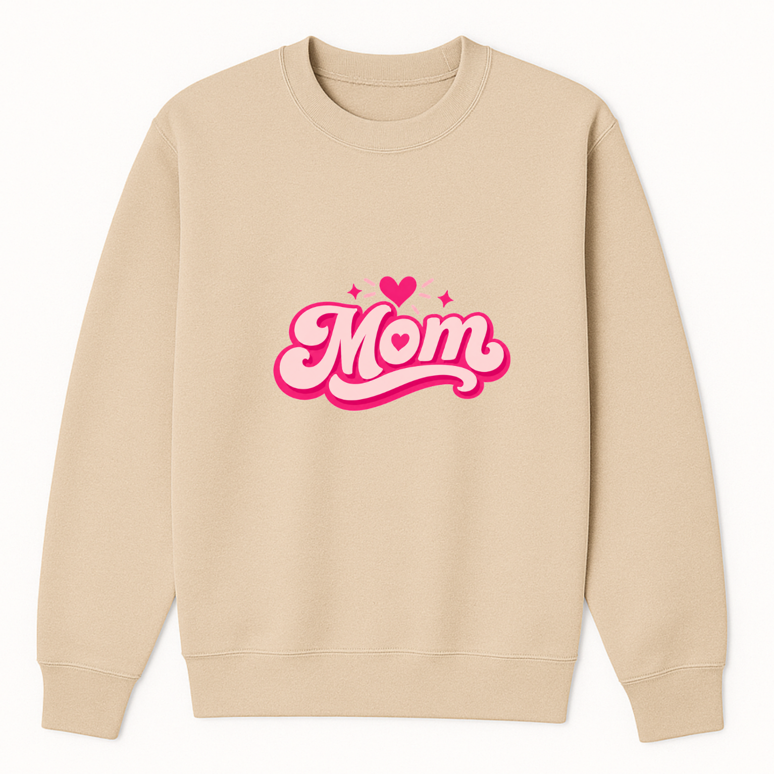 Mom Heart Crewneck Sweatshirt - Natural mockup