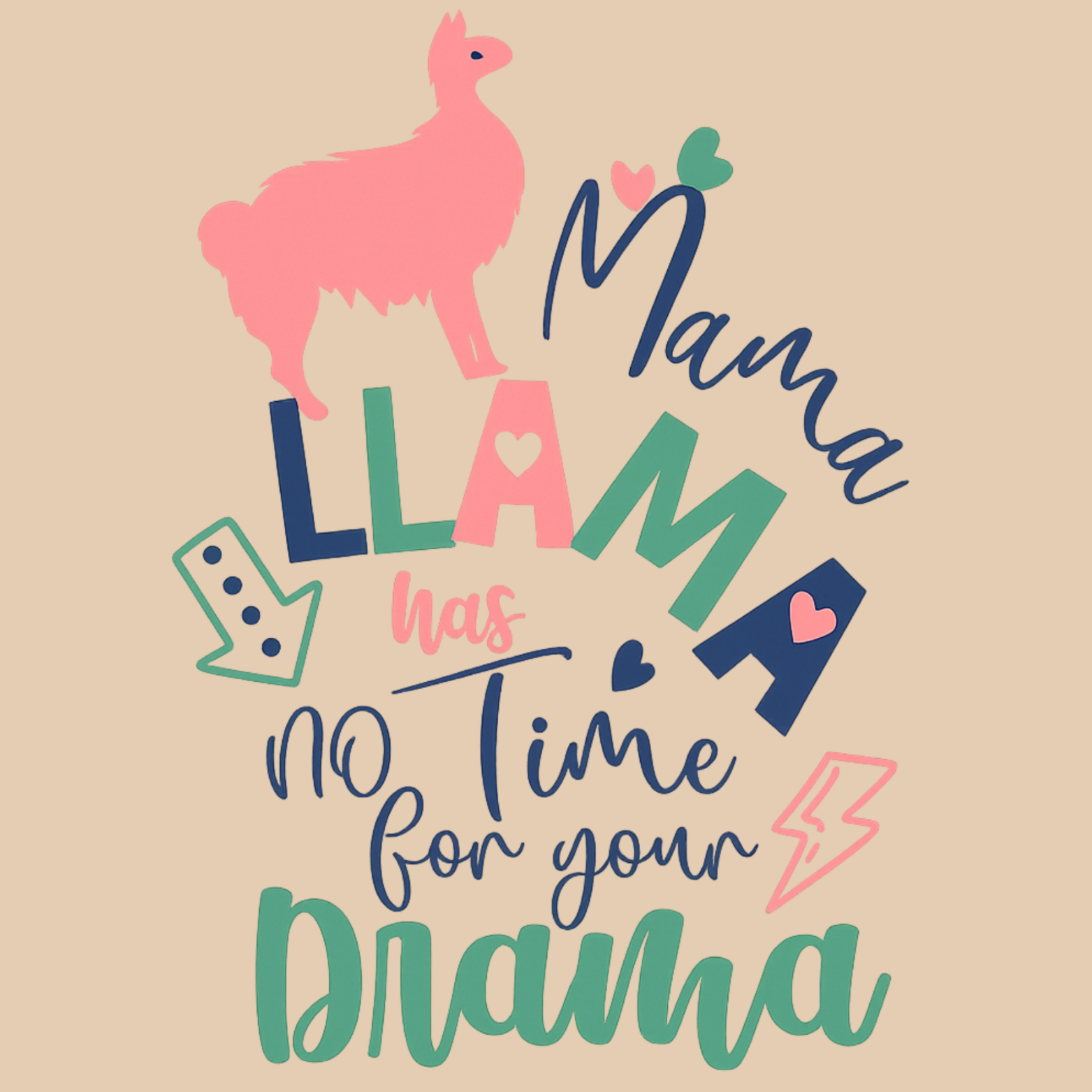 Mama Llama Crewneck Sweatshirt - Natural design preview