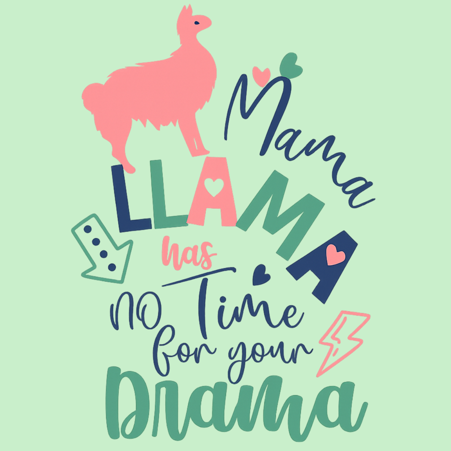 Mama Llama Hoodie - Mint design preview