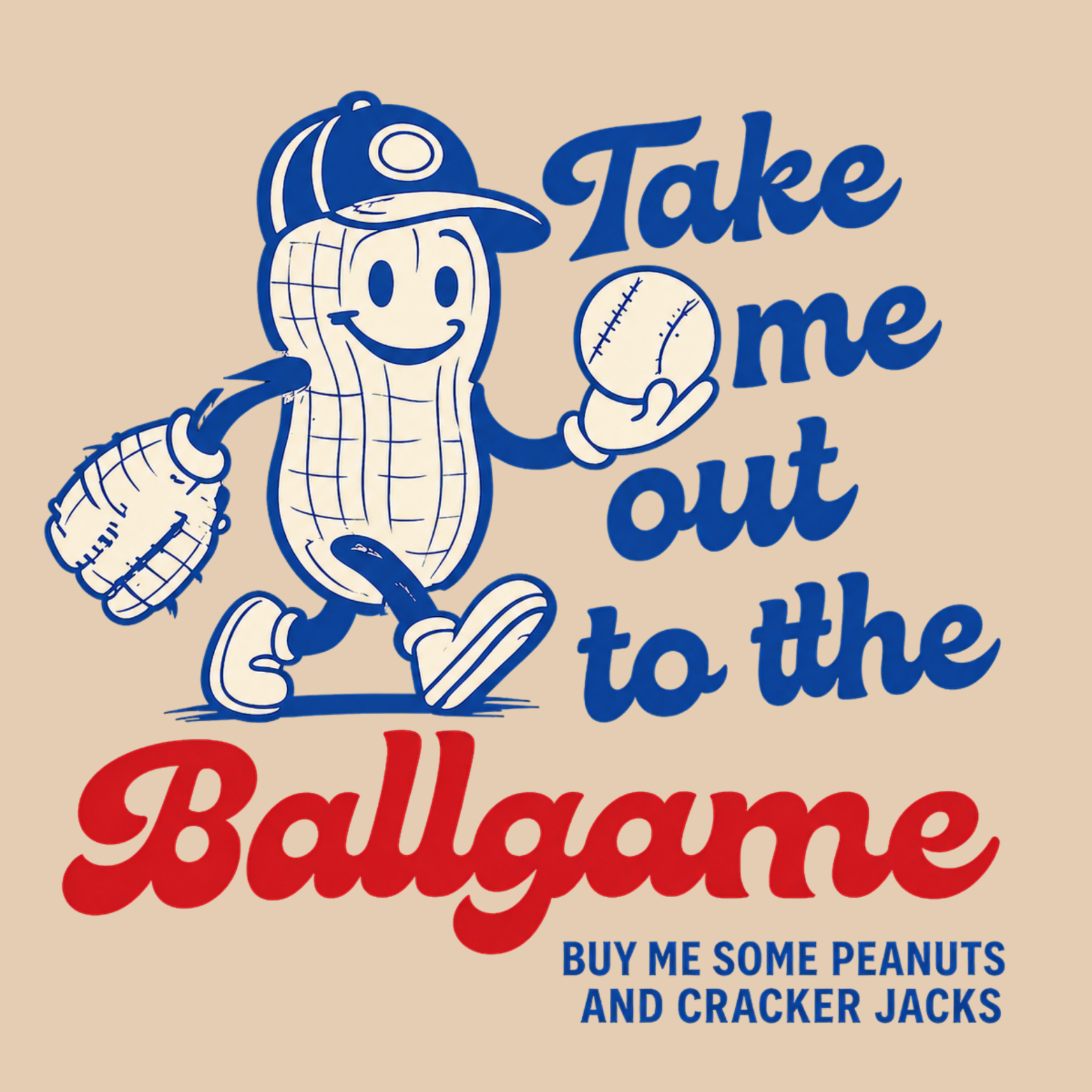 Take Me Out To The Ballgame Crewneck Sweatshirt - Natural design preview