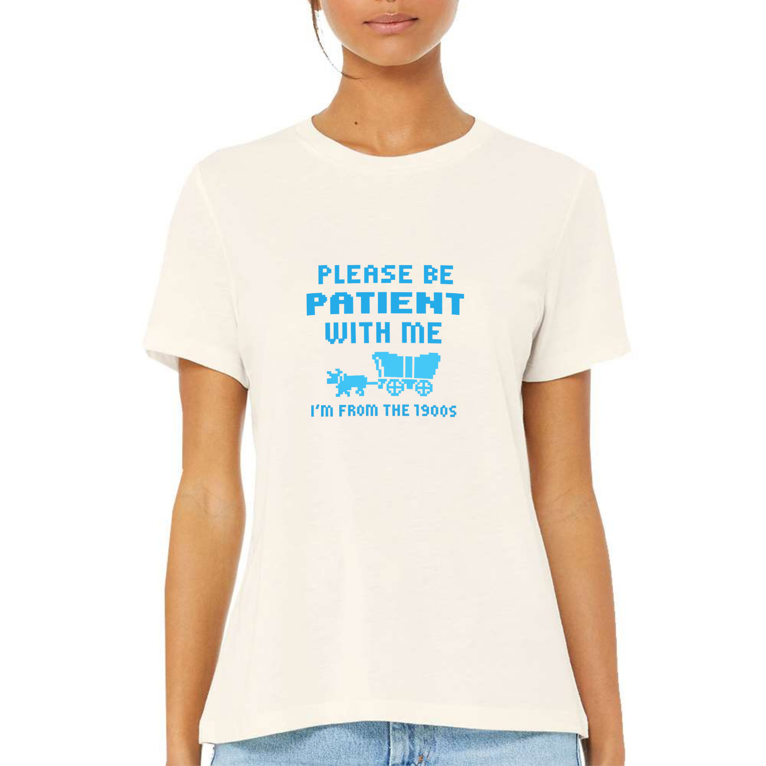 Please Be Patient I'm From The 1900s Women's Ultra-Premium Triblend T-Shirt - Natural front mockup