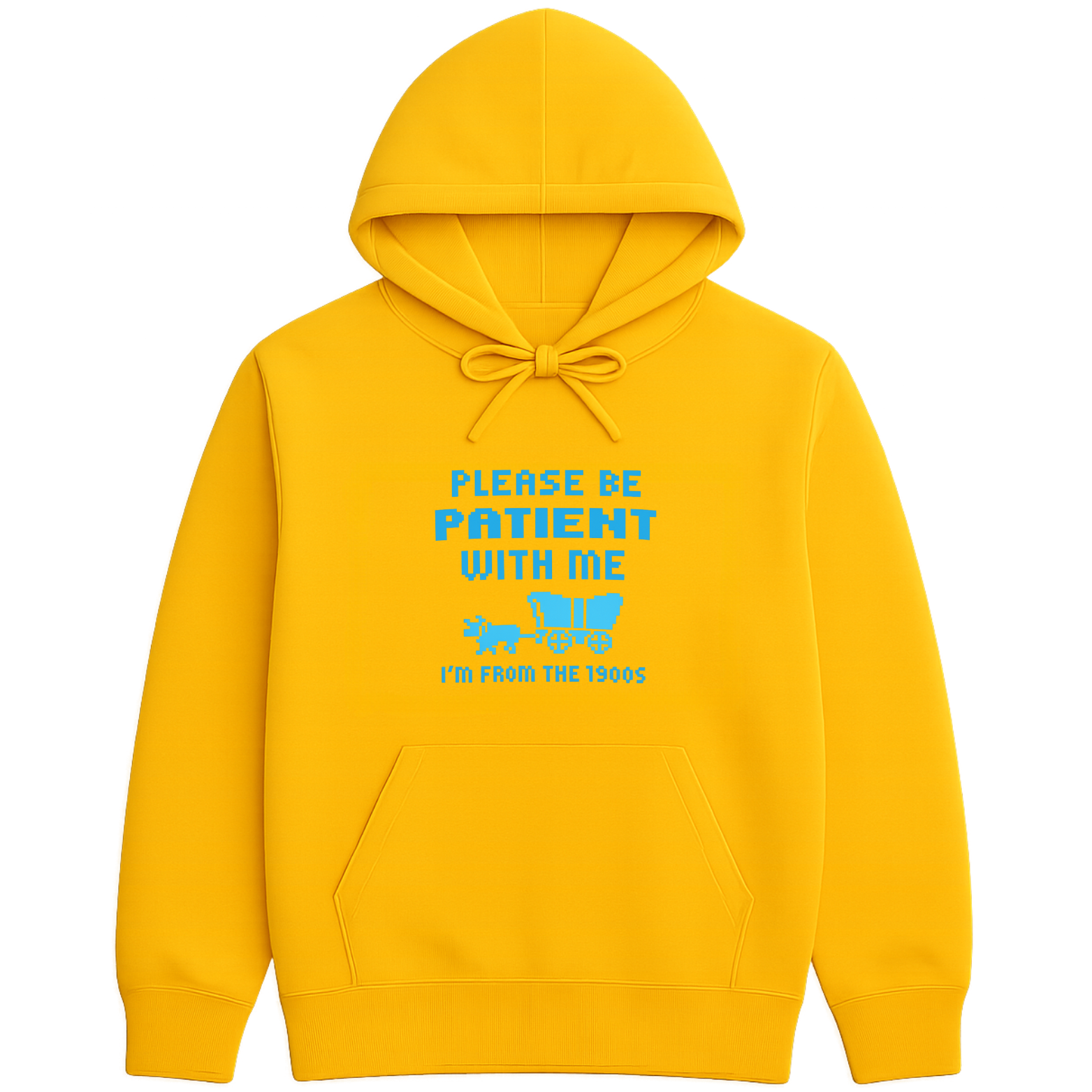 Please Be Patient I'm From The 1900s Hoodie - Yellow mockup