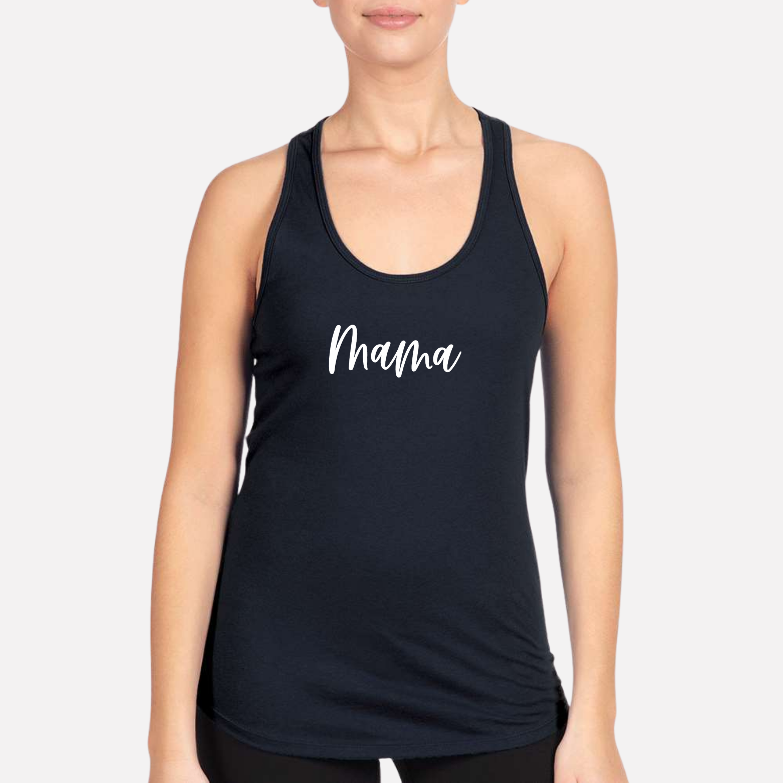 MAMA Women's Racerback Tank - Navy front mockup
