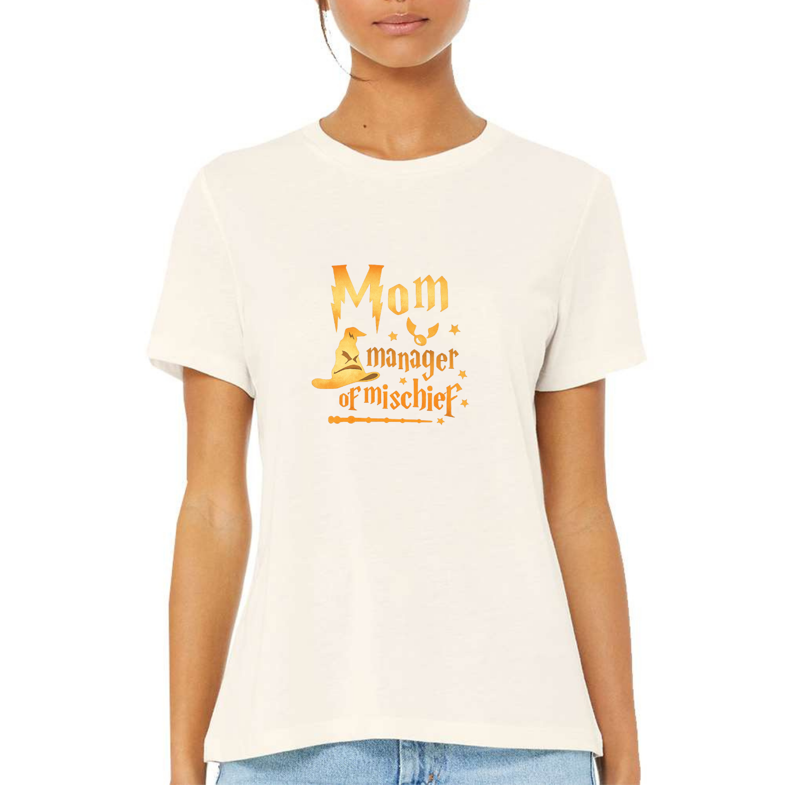 Mom Manager Of Mischief Women's Ultra-Premium Triblend T-Shirt - Natural front mockup