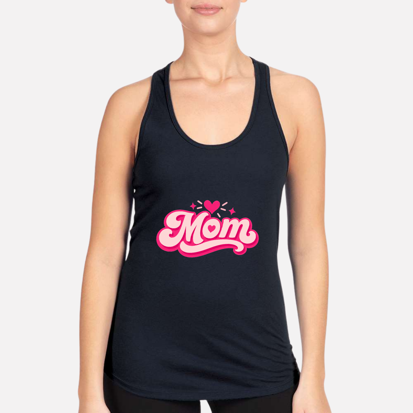 Mom Heart Women's Racerback Tank - Navy front mockup
