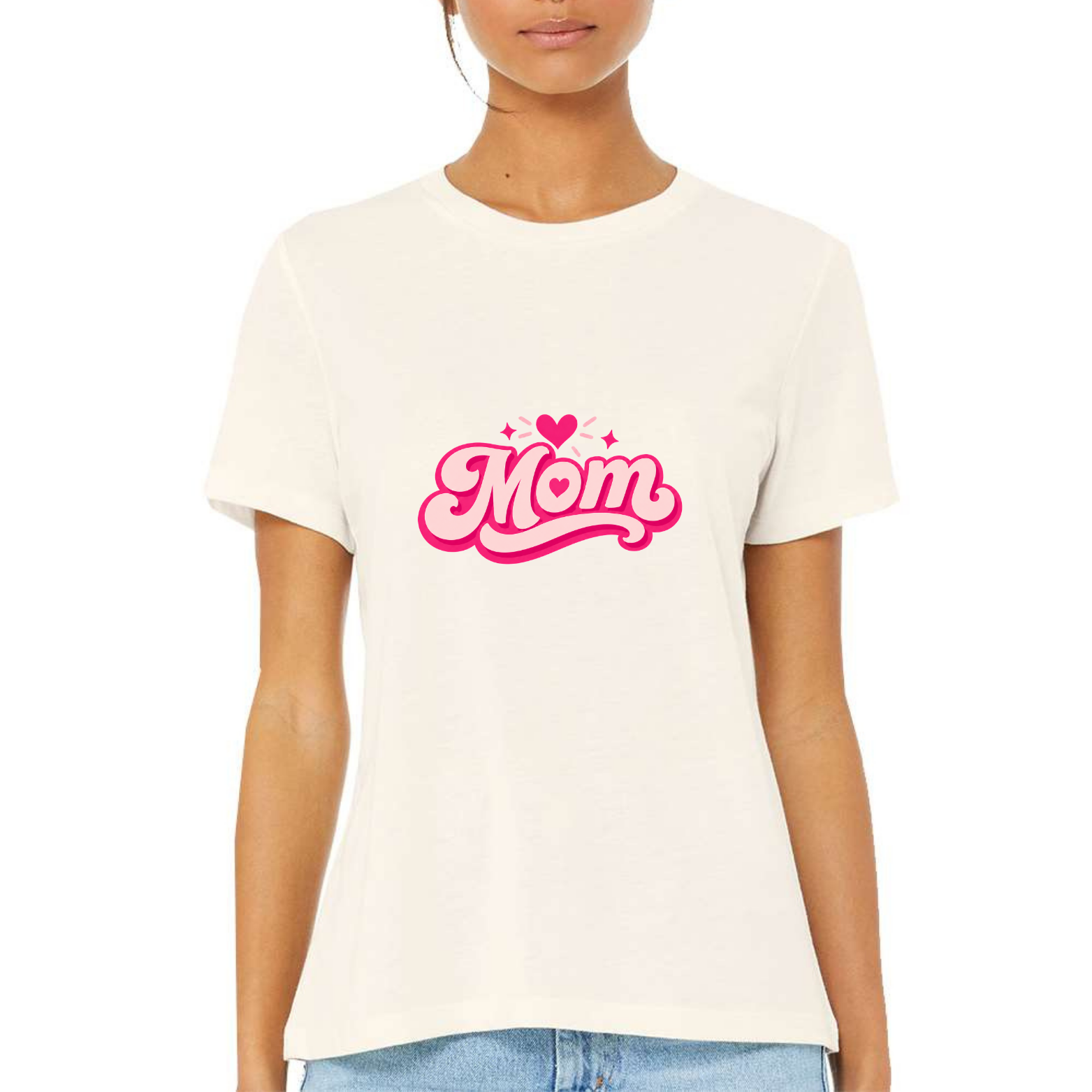 Mom Heart Women's Ultra-Premium Triblend T-Shirt - Natural front mockup