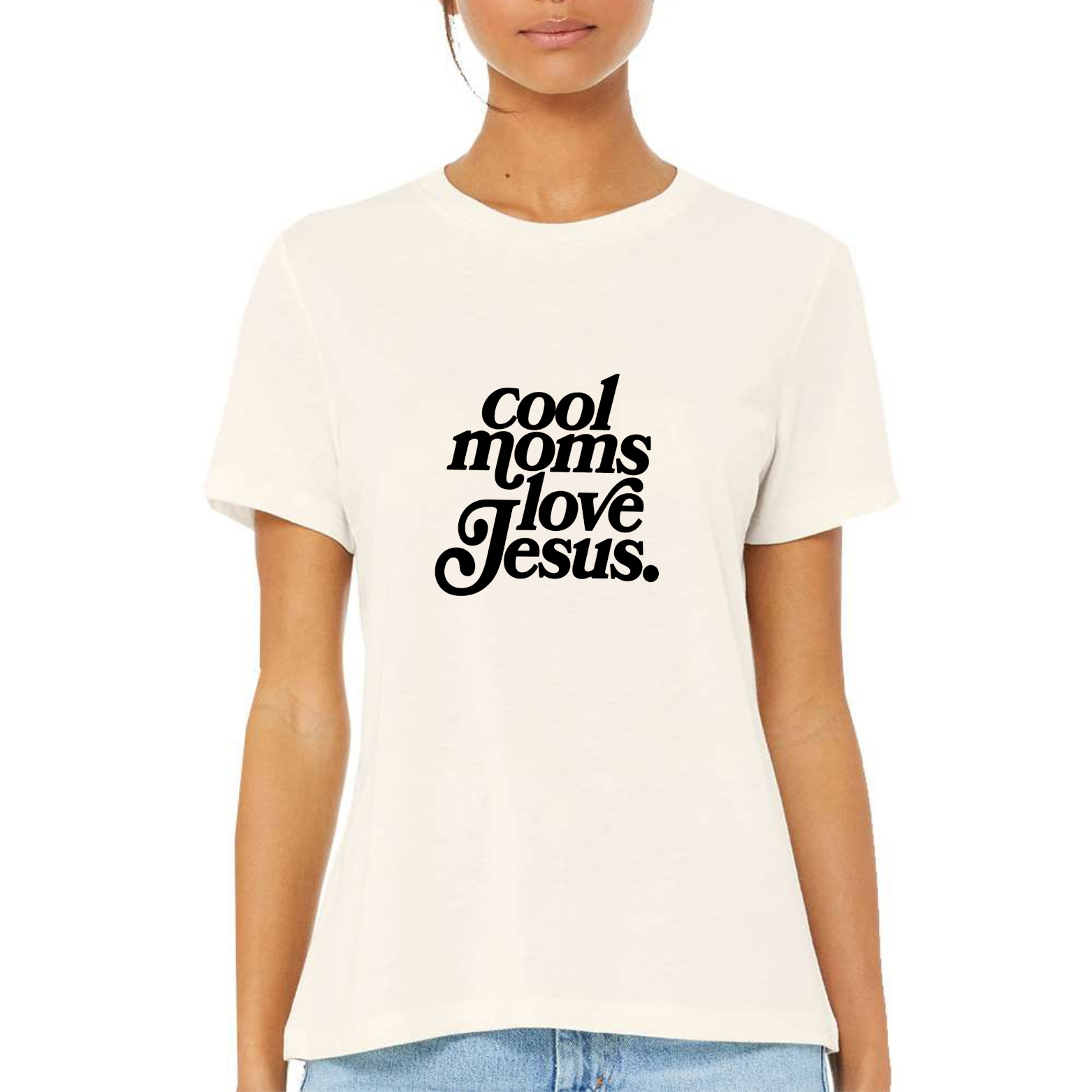 Cool Moms Love Jesus Women's Ultra-Premium Triblend T-Shirt - Natural front mockup