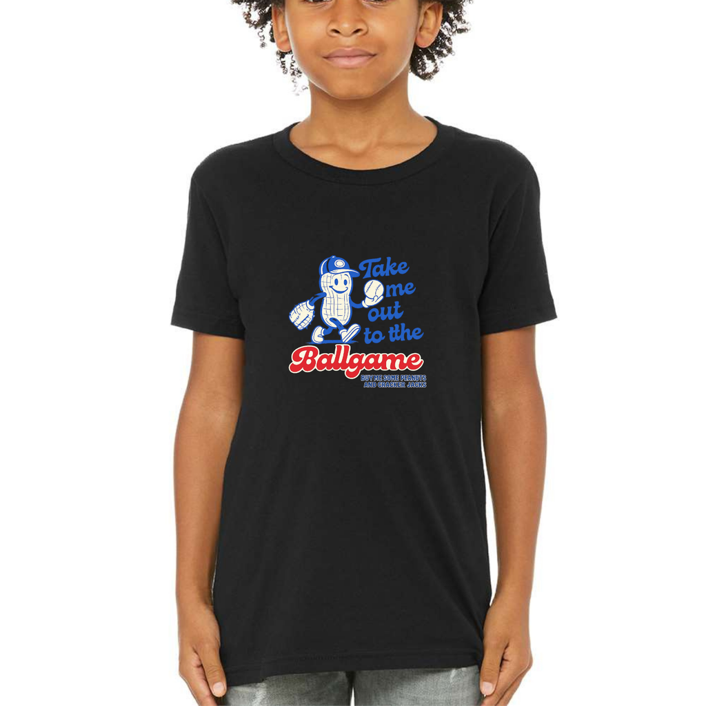 Take Me Out To The Ballgame Youth Triblend Tee - Black front mockup