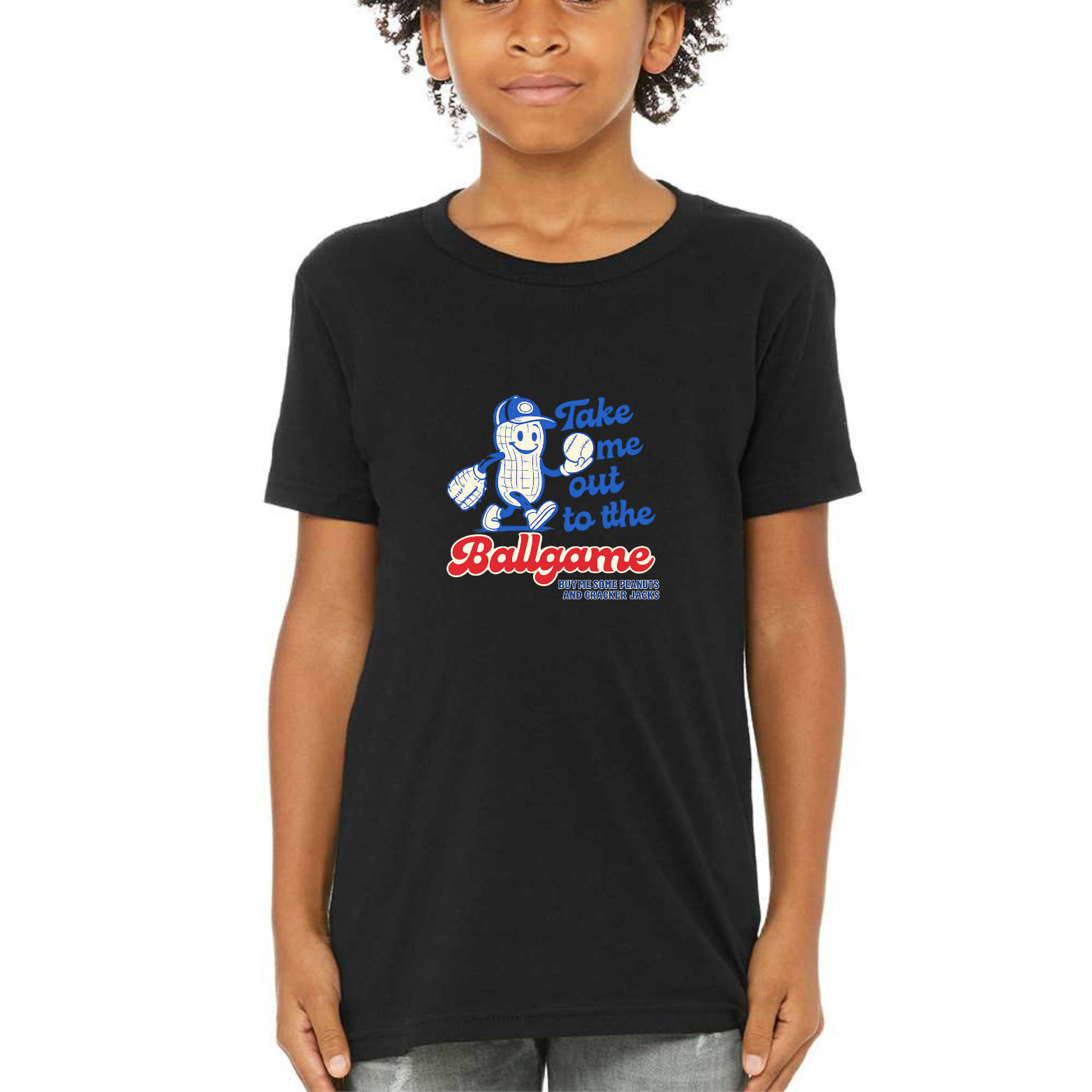 Take Me Out To The Ballgame Youth Triblend Tee - Black front mockup