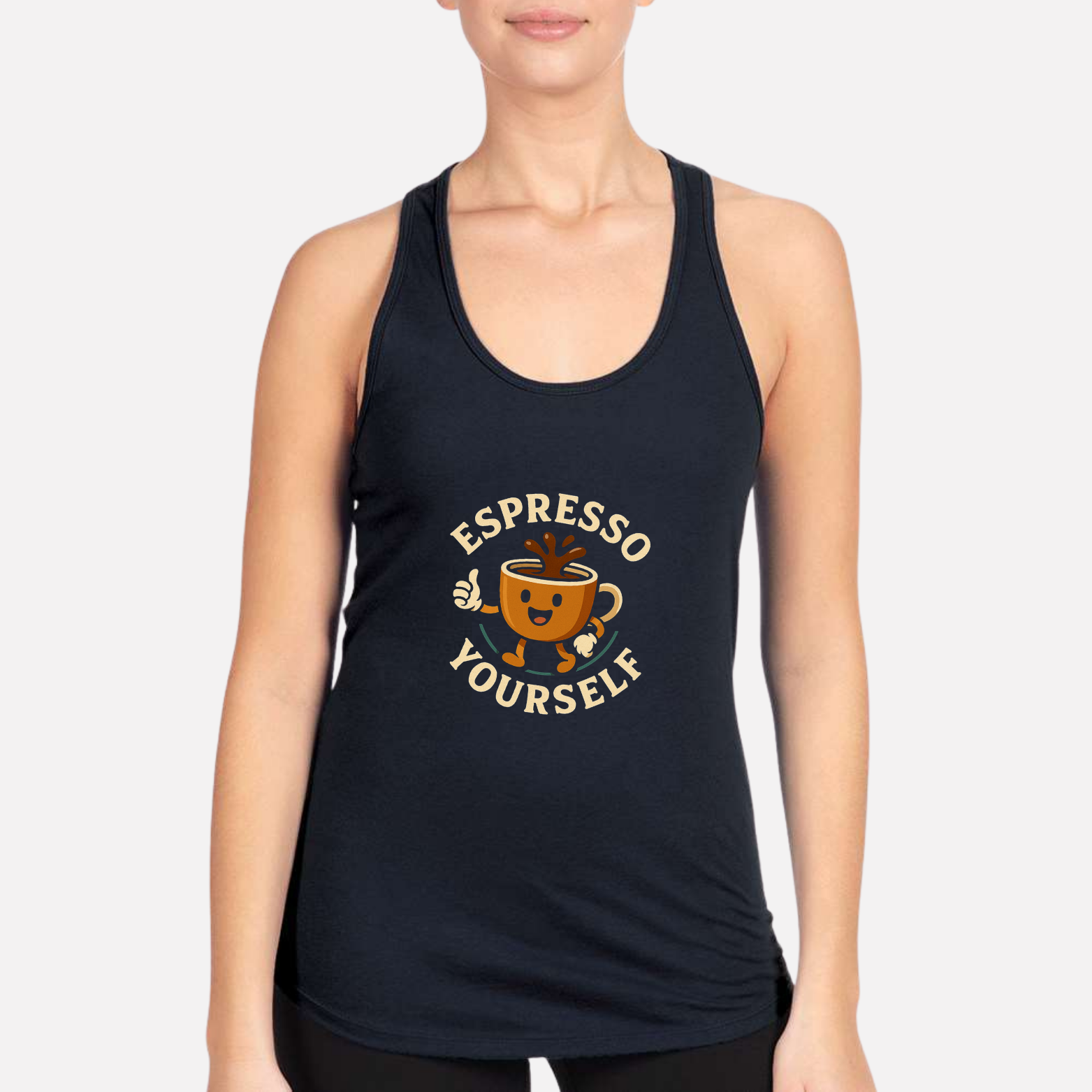 Espresso Yourself Women's Premium Racerback Tank - Navy front mockup