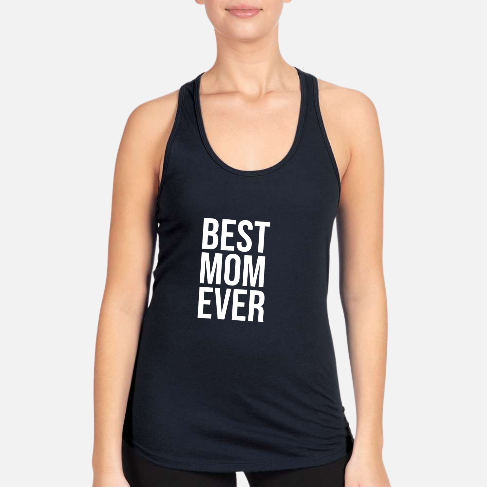 Best Mom Ever Women's Racerback Tank - Navy front mockup