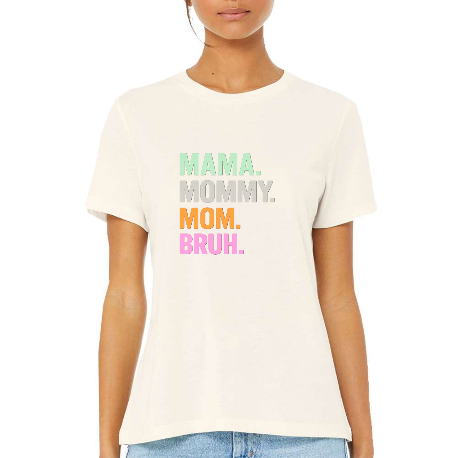 Mom Bruh Women's Ultra-Premium Triblend T-Shirt - Natural front mockup